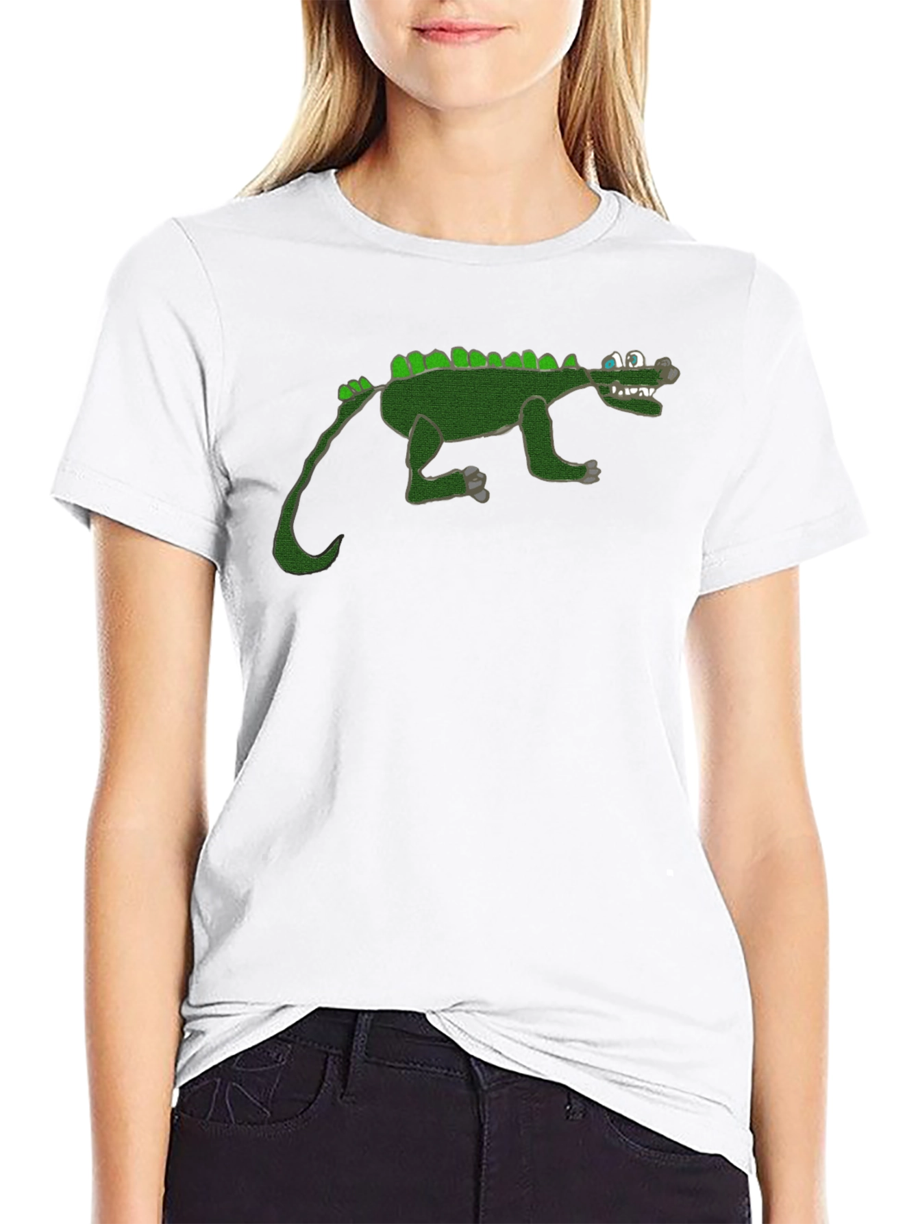 Cartoon Crocodile Graphic Black T-Shirt