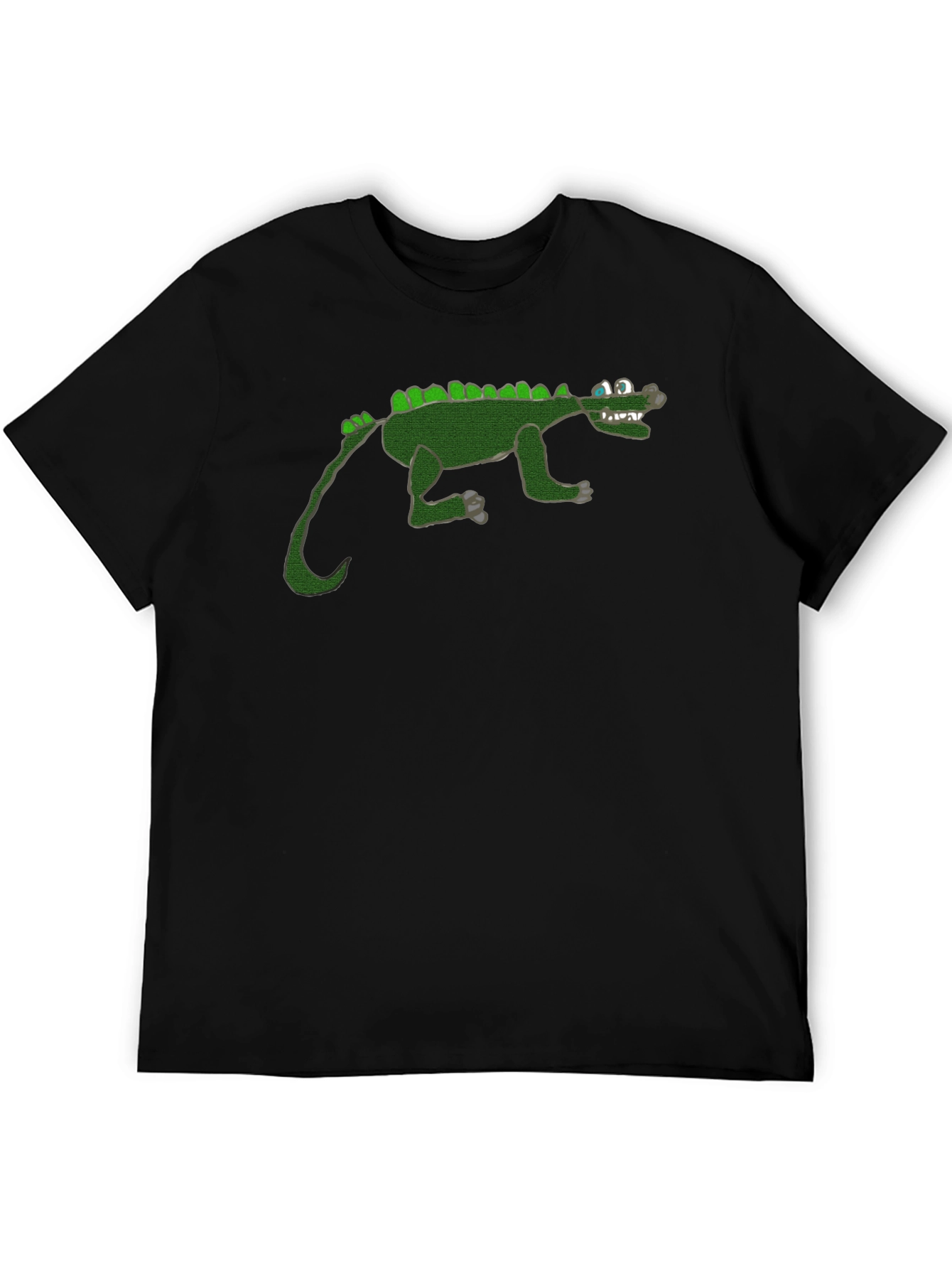 Cartoon Crocodile Graphic Black T-Shirt