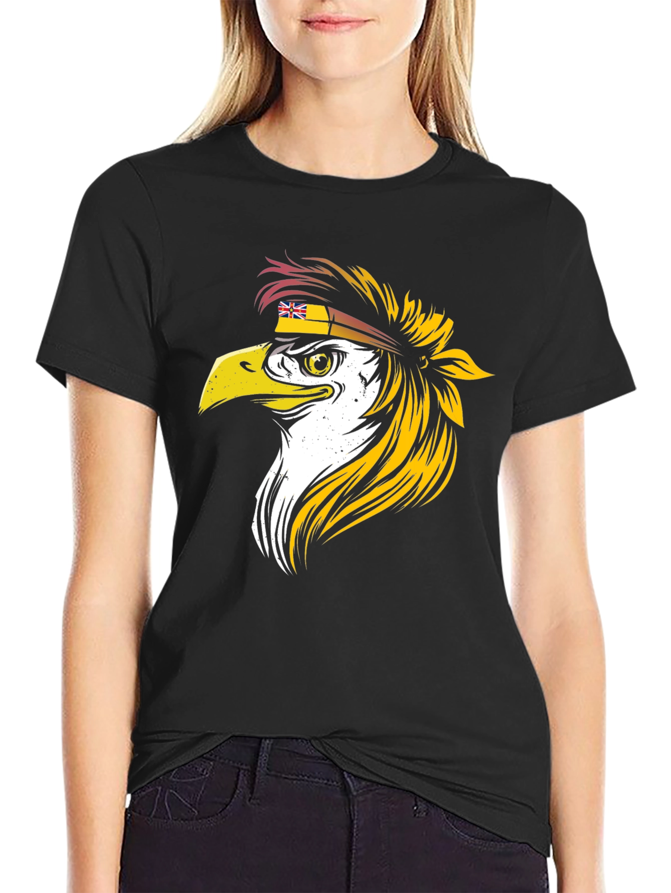 Eagle Head T-Shirt with Flag Bandana - Cool Design
