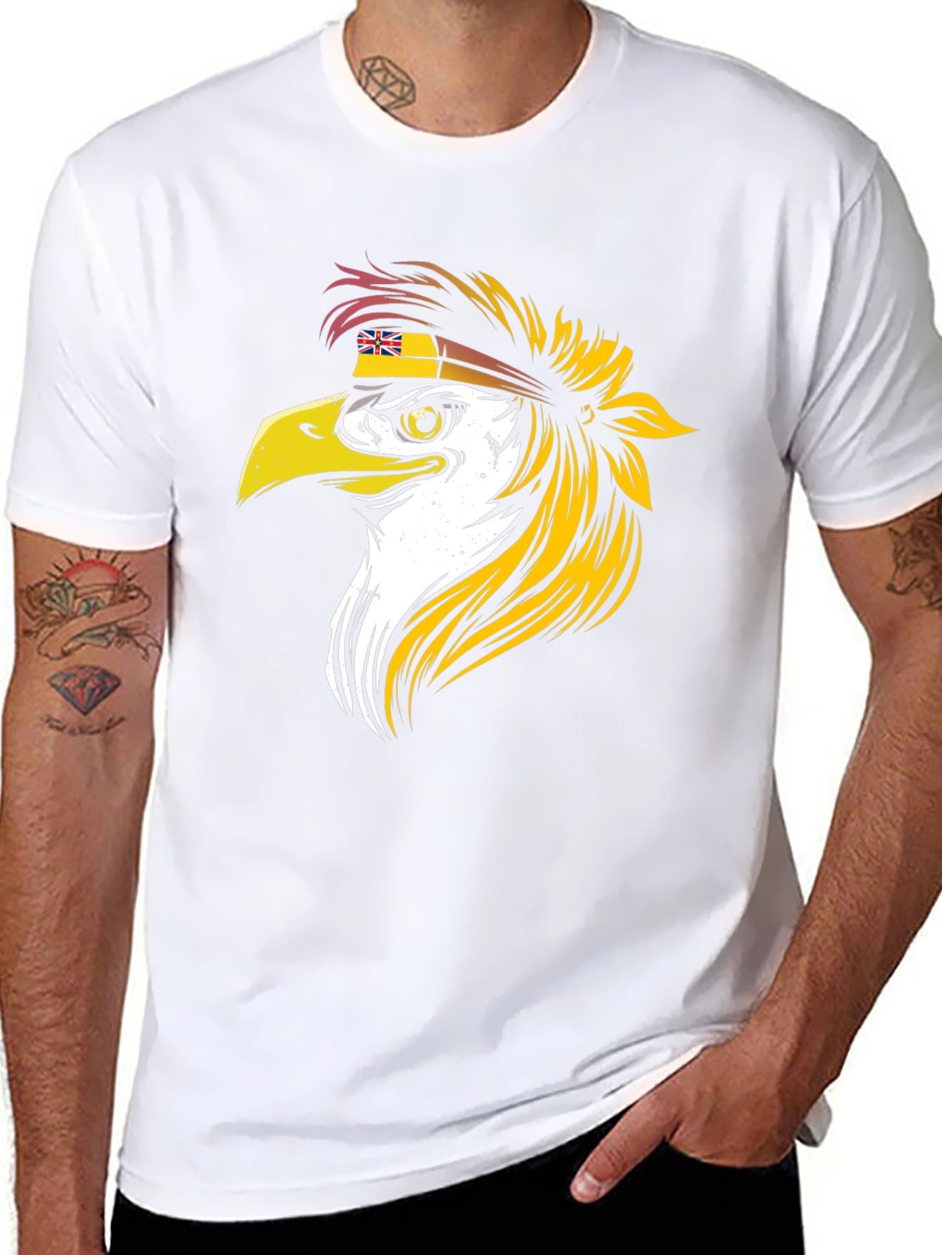 Eagle Head T-Shirt with Flag Bandana - Cool Design