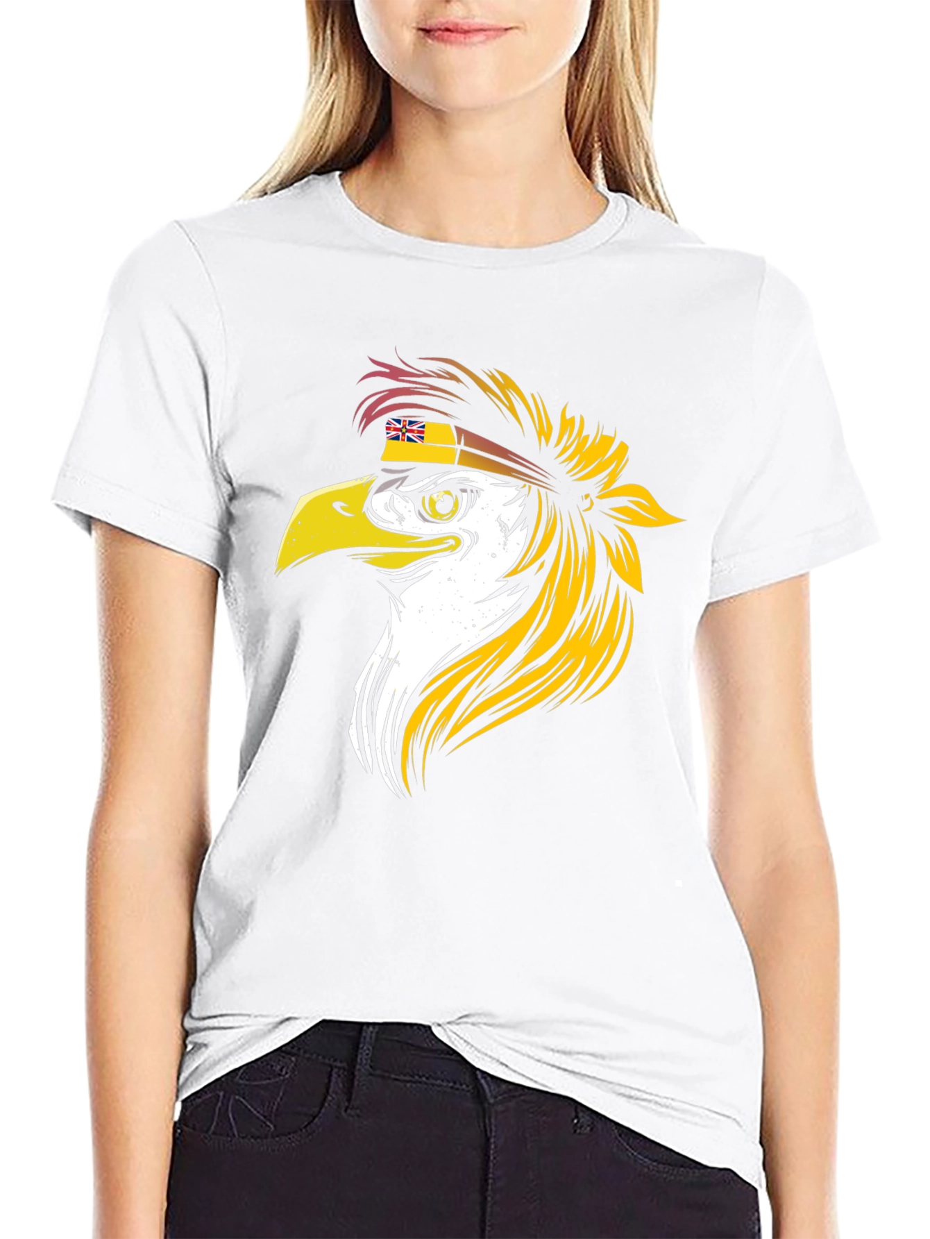 Eagle Head T-Shirt with Flag Bandana - Cool Design