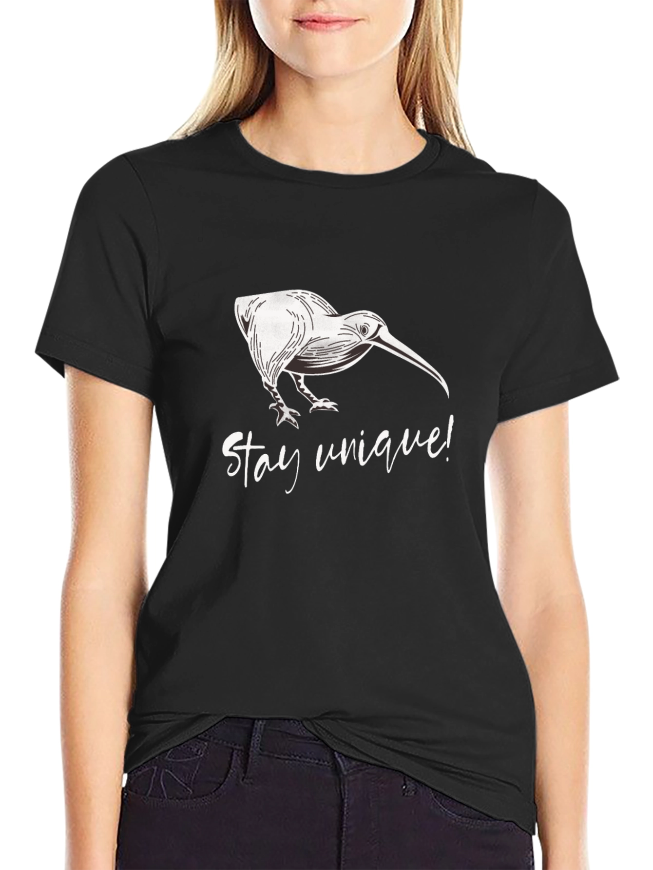 Stay Unique Kiwi Bird Black T-Shirt
