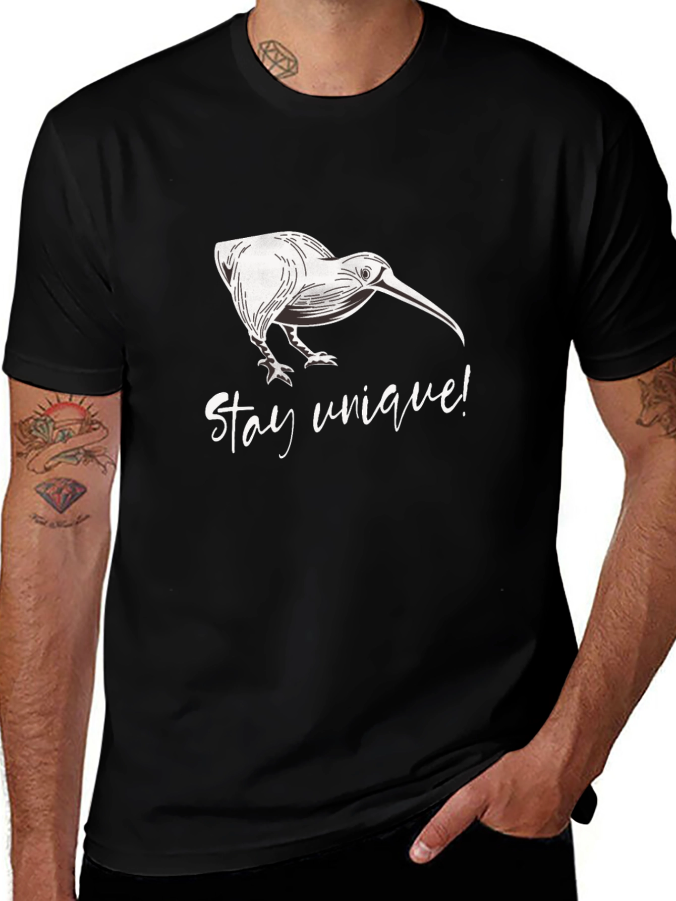 Stay Unique Kiwi Bird Black T-Shirt