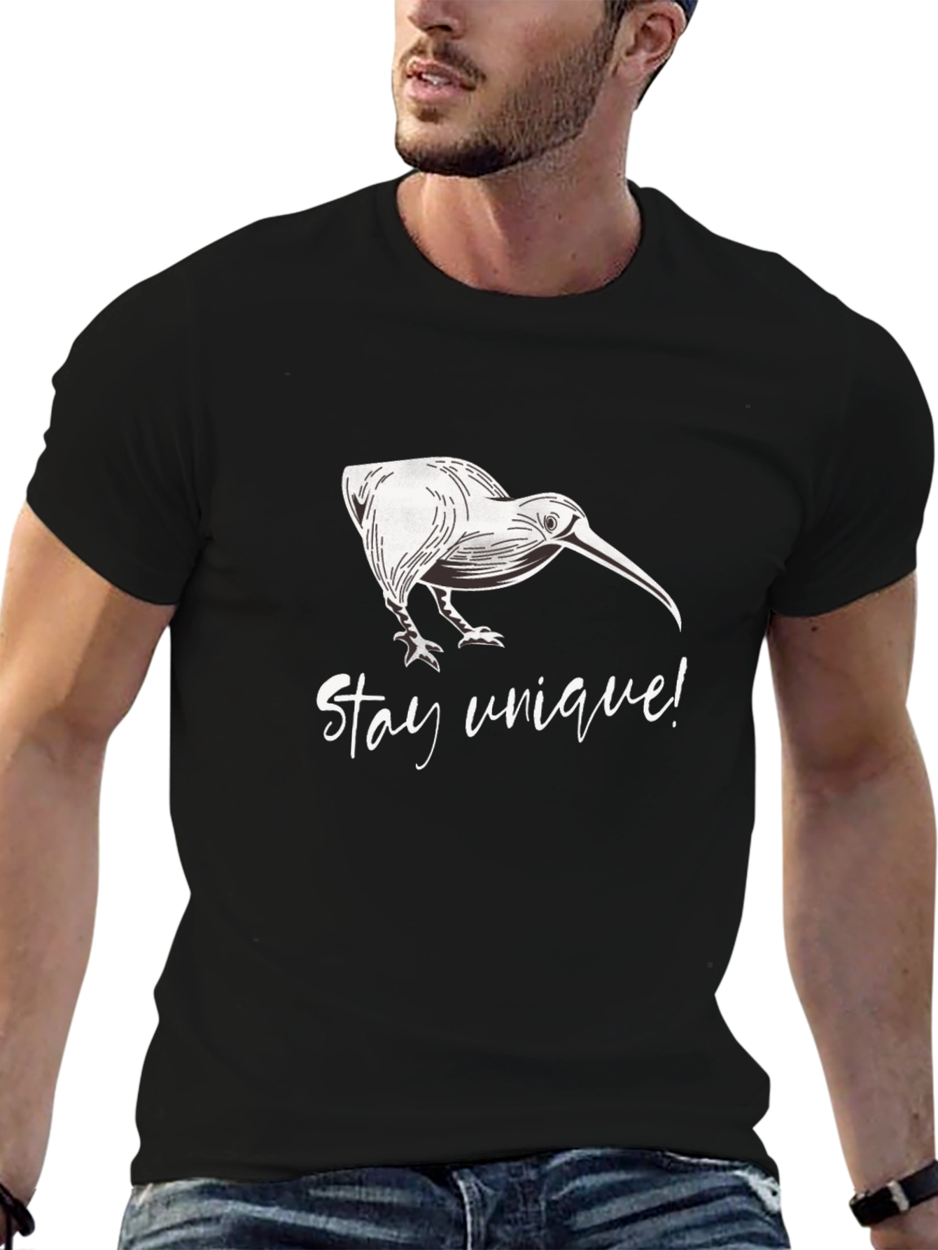 Stay Unique Kiwi Bird Black T-Shirt