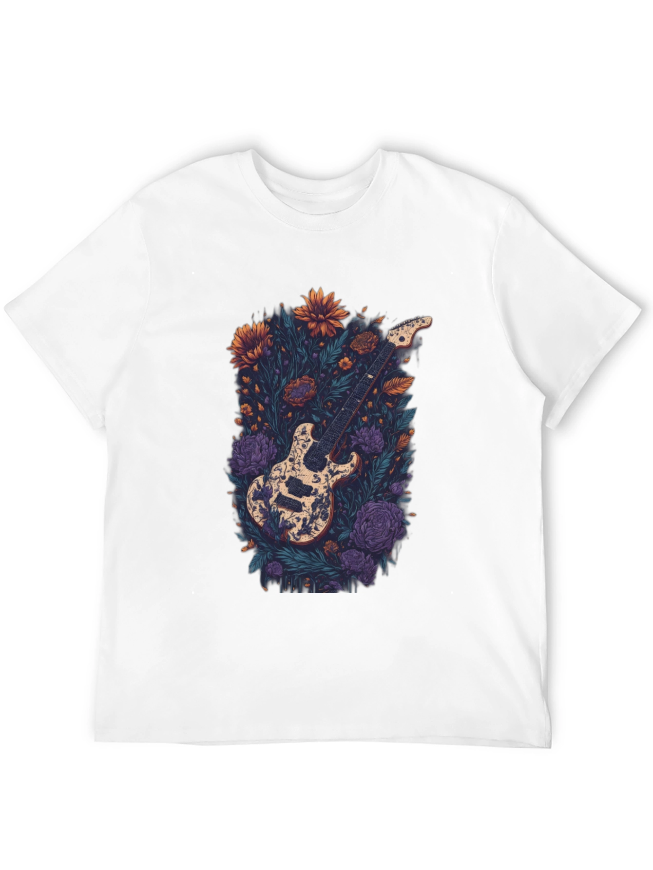 Floral Guitar Graphic Tee - Black
