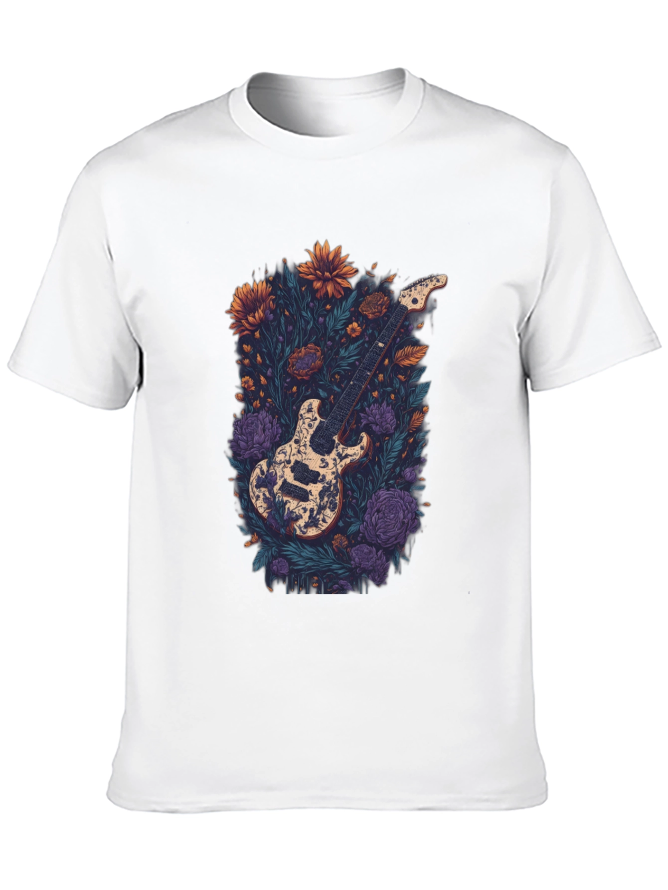 Floral Guitar Graphic Tee - Black