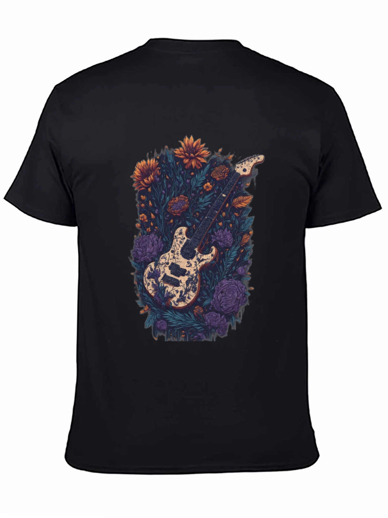Floral Guitar Graphic Tee - Black