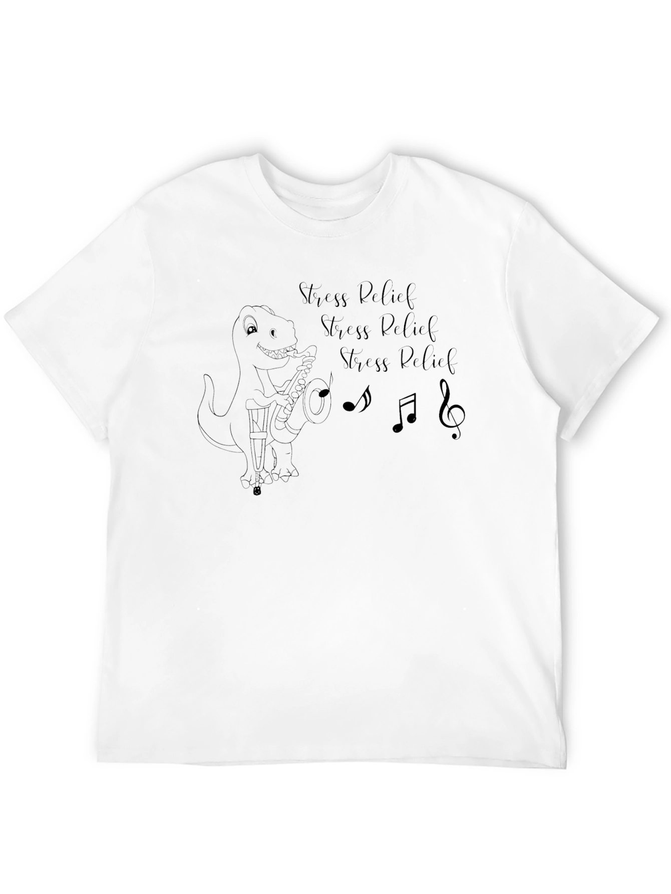Stress Relief T-Rex Saxophone Graphic Tee - Black