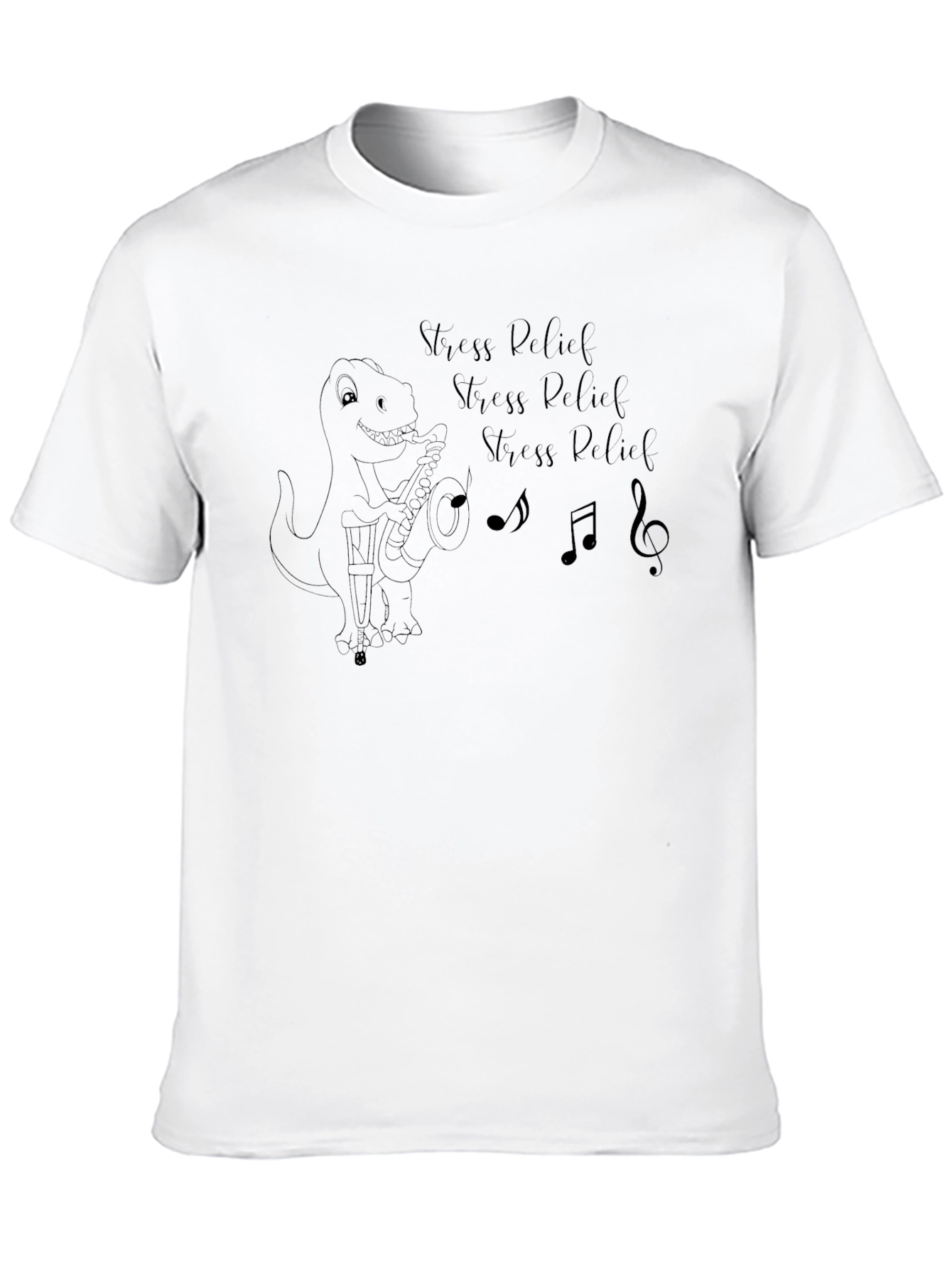 Stress Relief T-Rex Saxophone Graphic Tee - Black