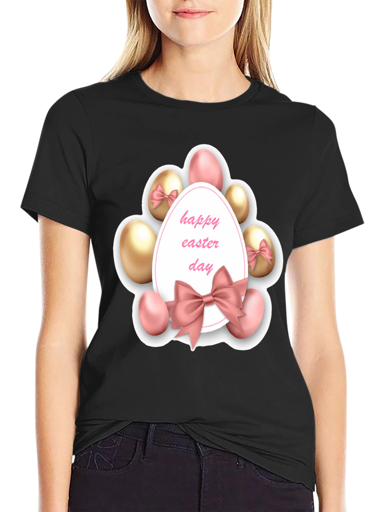 Happy Easter Day T-Shirt - Egg & Ribbon Design