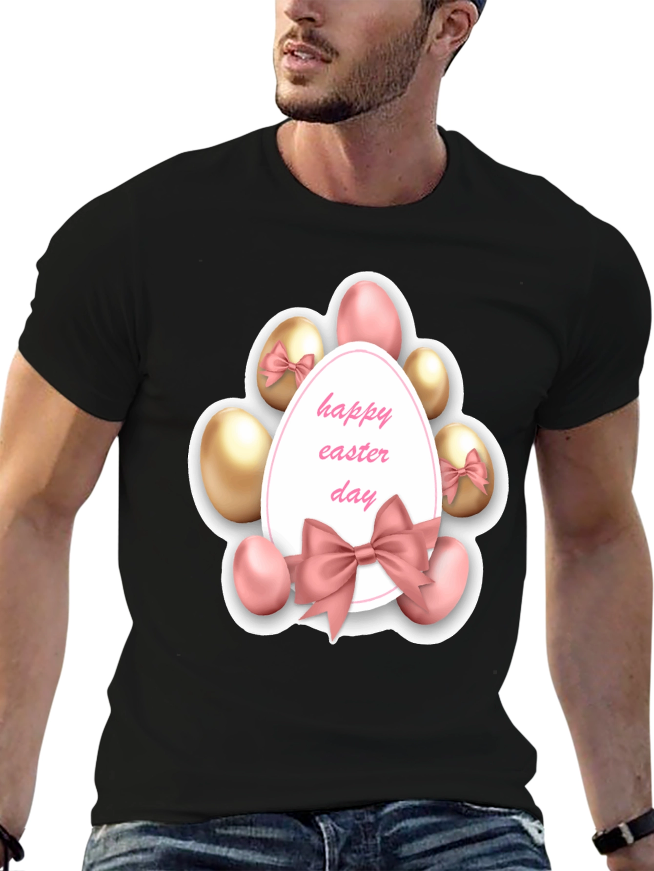 Happy Easter Day T-Shirt - Egg & Ribbon Design