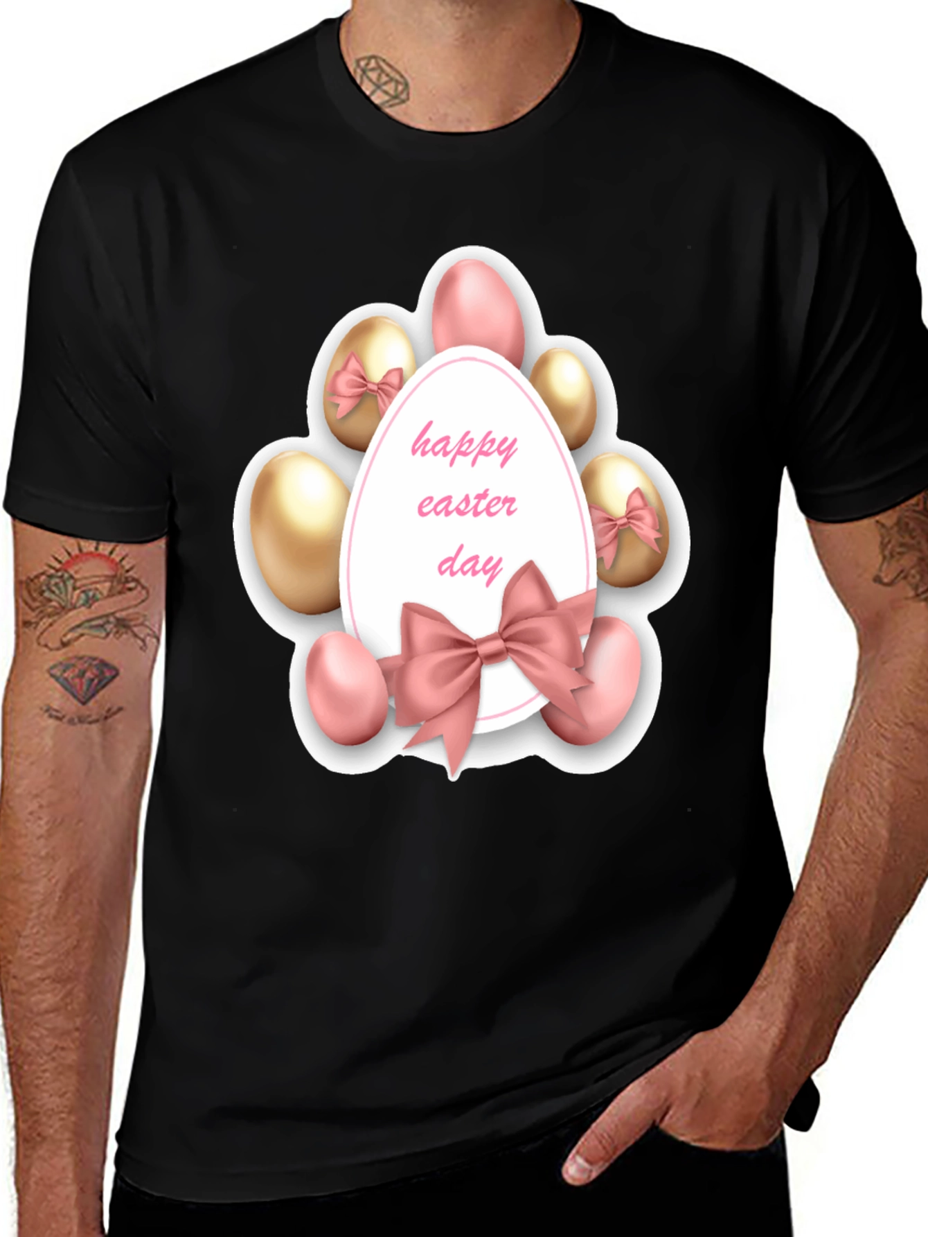 Happy Easter Day T-Shirt - Egg & Ribbon Design