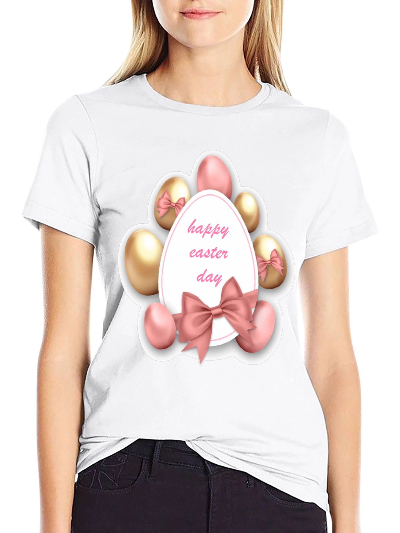 Happy Easter Day T-Shirt - Egg & Ribbon Design