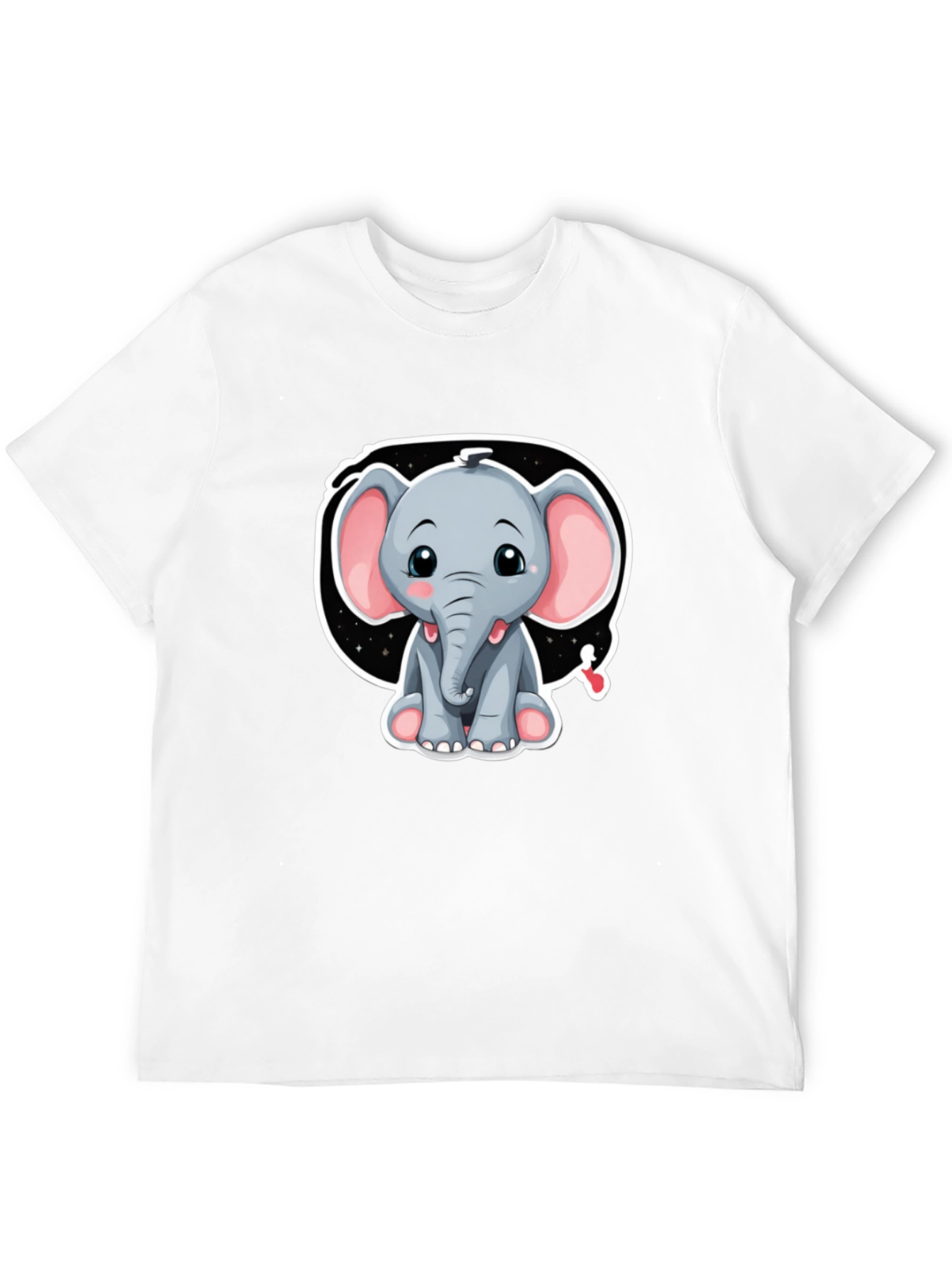 Cute Elephant Graphic Tee - Black Cotton Shirt