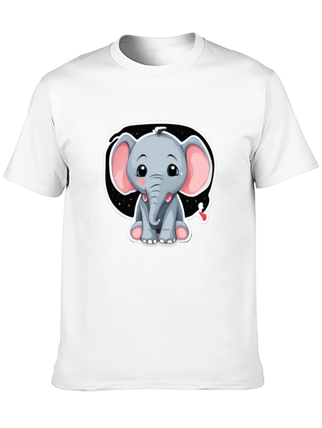 Cute Elephant Graphic Tee - Black Cotton Shirt