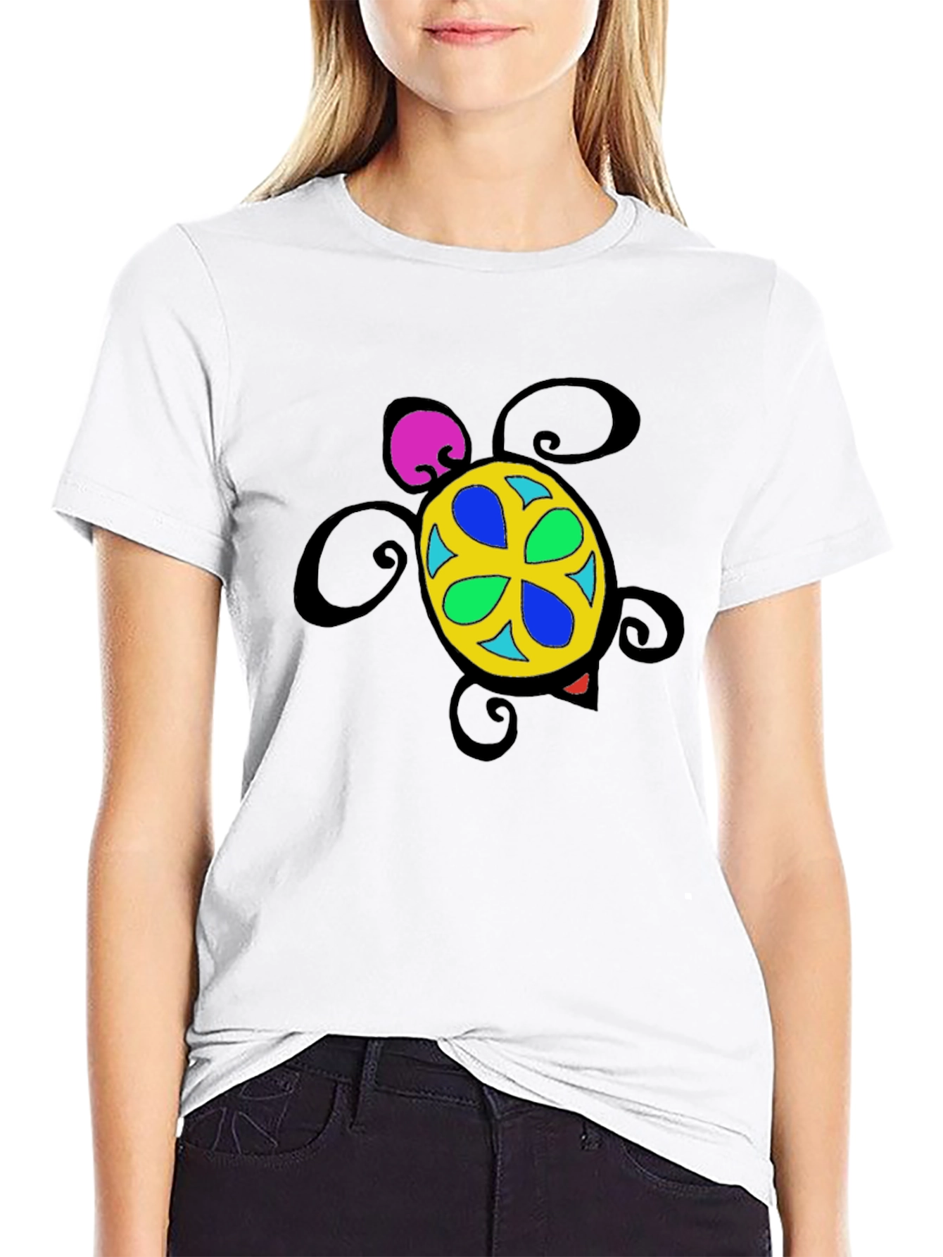 Turtle Graphic Tee - Black Cotton Blend