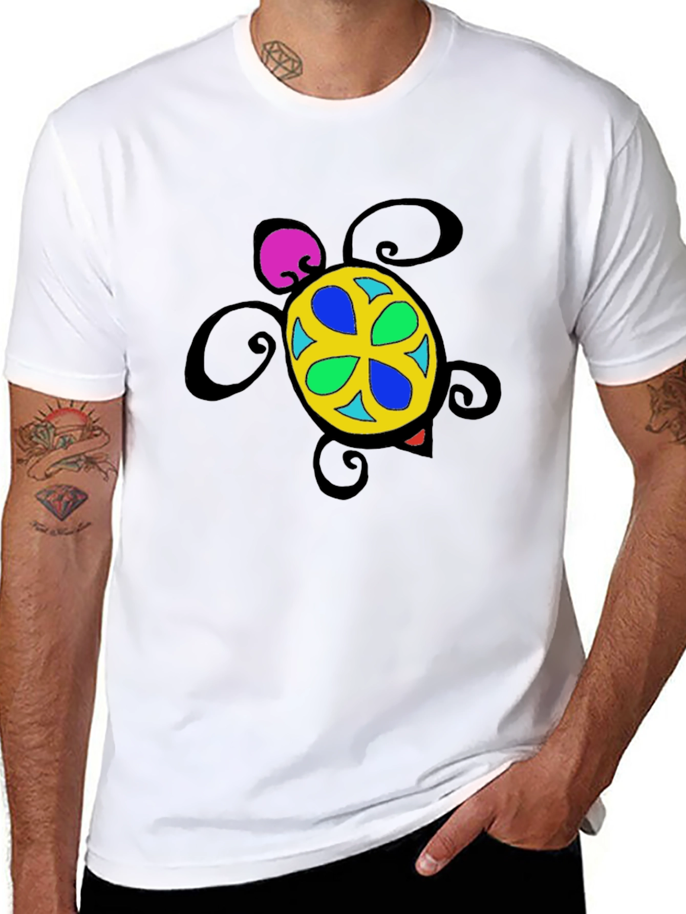 Turtle Graphic Tee - Black Cotton Blend