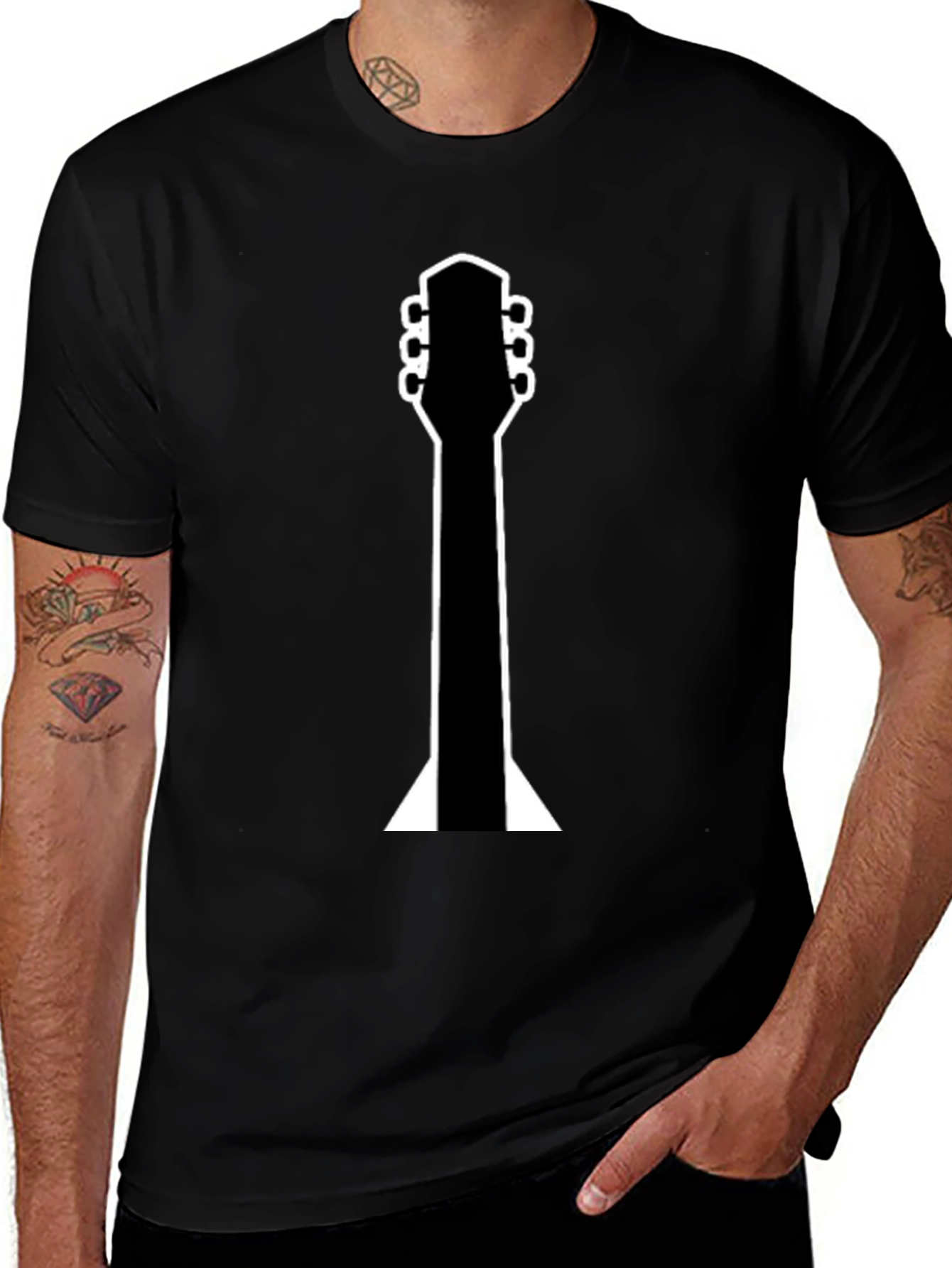 Guitar Neck Graphic Black T-Shirt