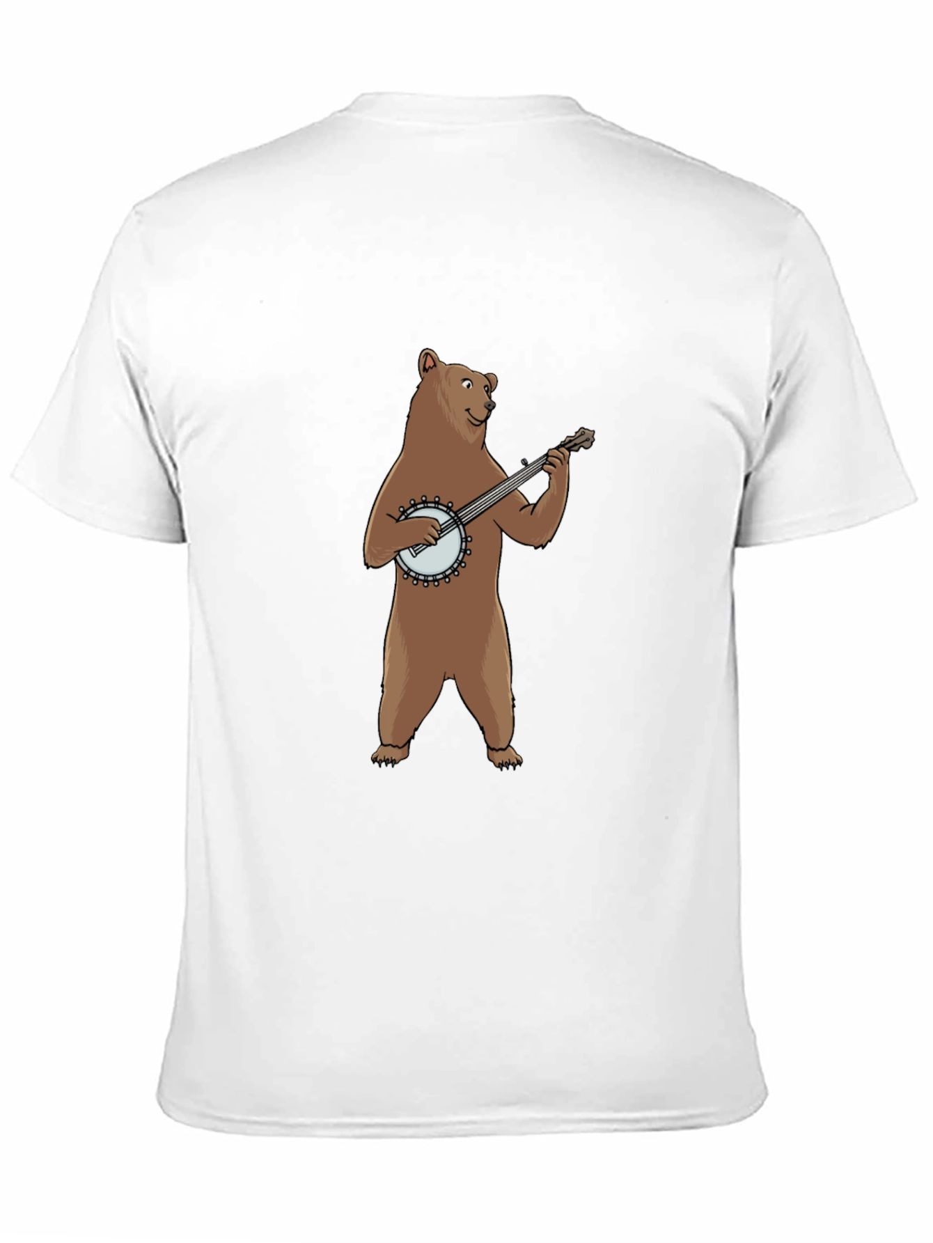Bear Playing Banjo Graphic Tee - Black Cotton T-Shirt