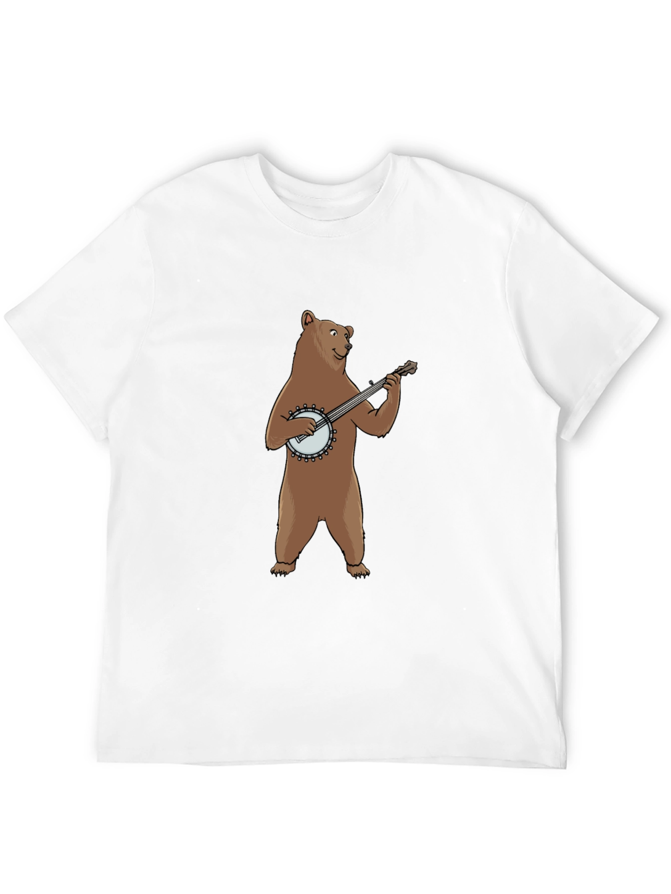 Bear Playing Banjo Graphic Tee - Black Cotton T-Shirt