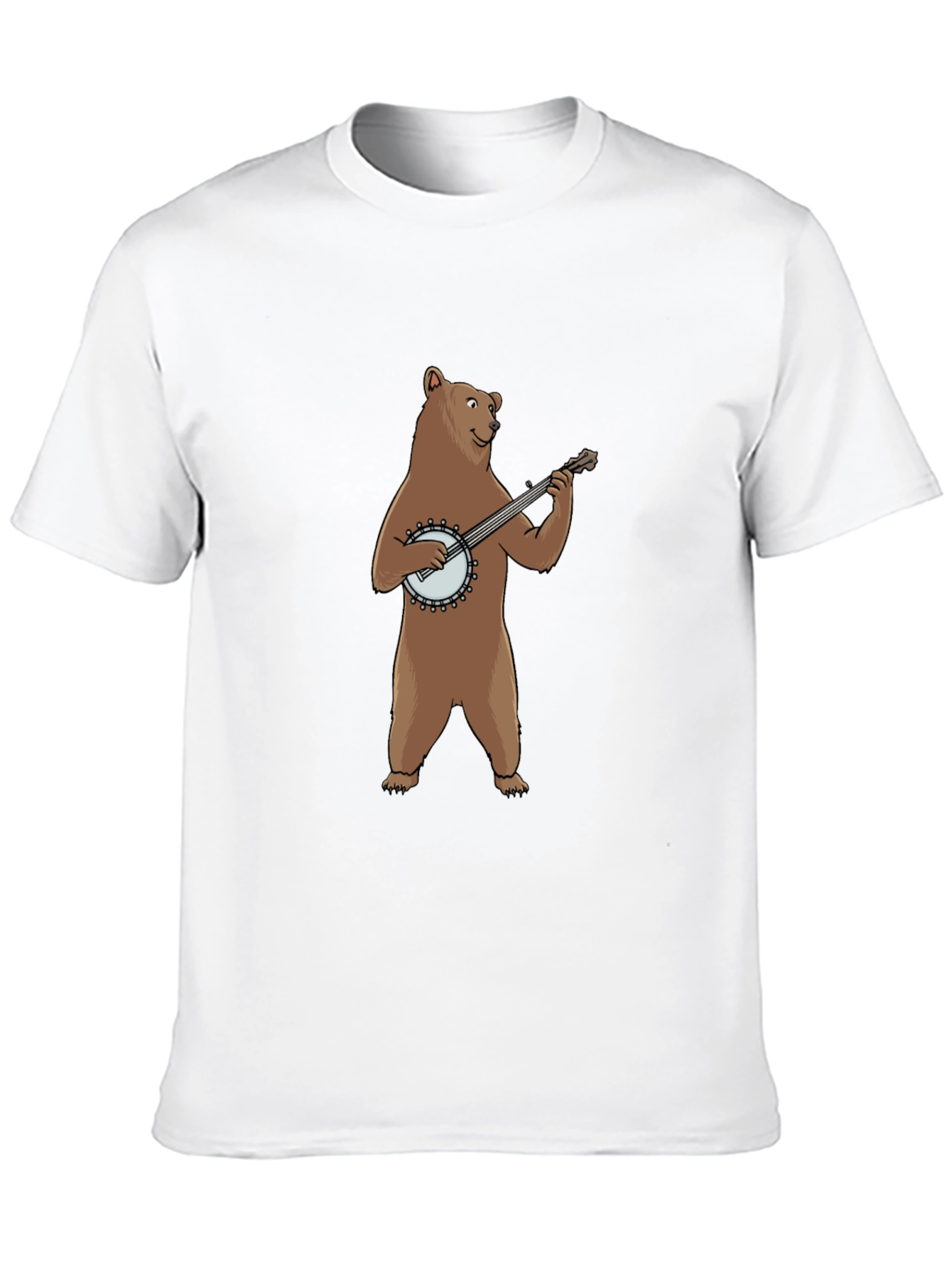 Bear Playing Banjo Graphic Tee - Black Cotton T-Shirt