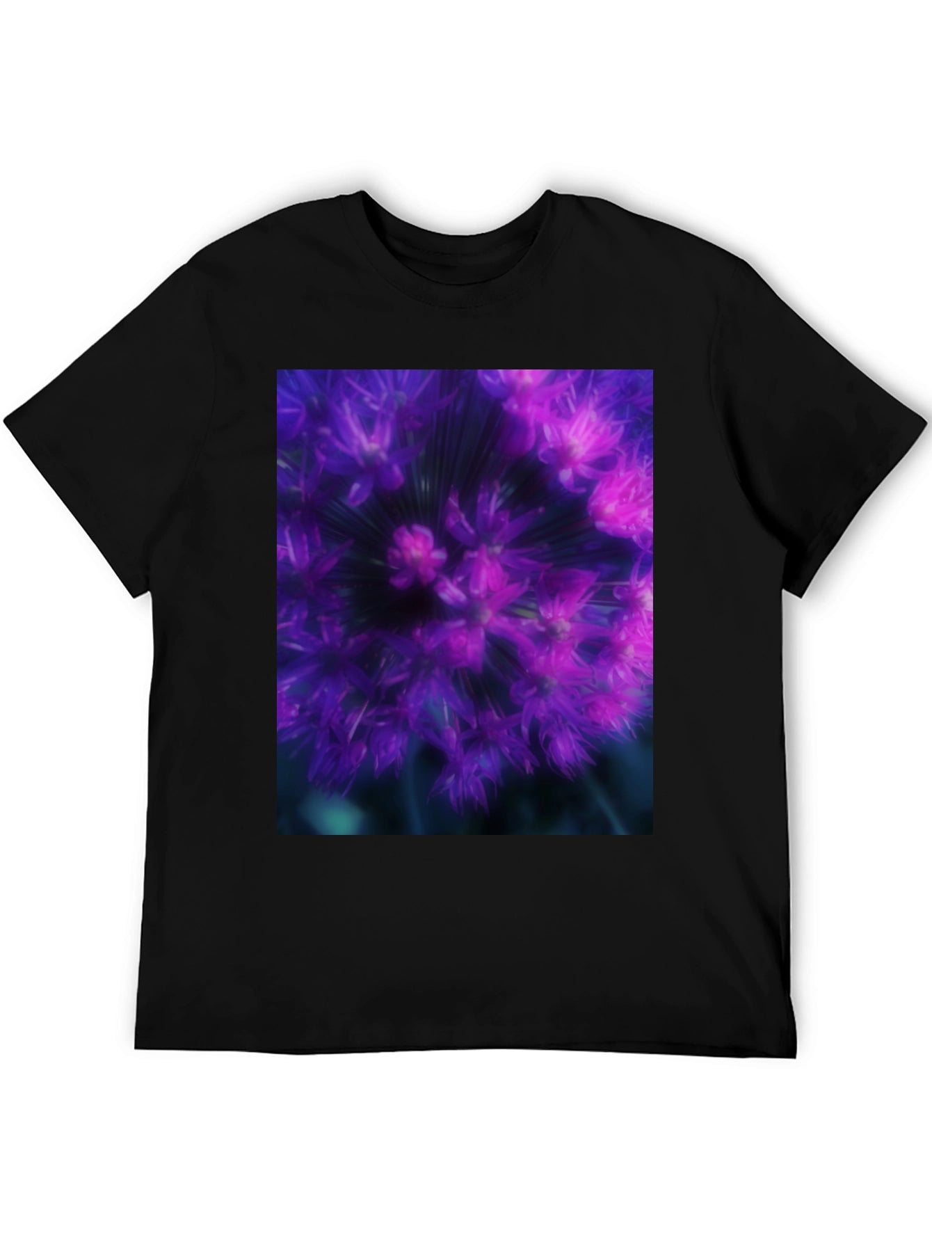 Allium Flower Graphic Black T-Shirt