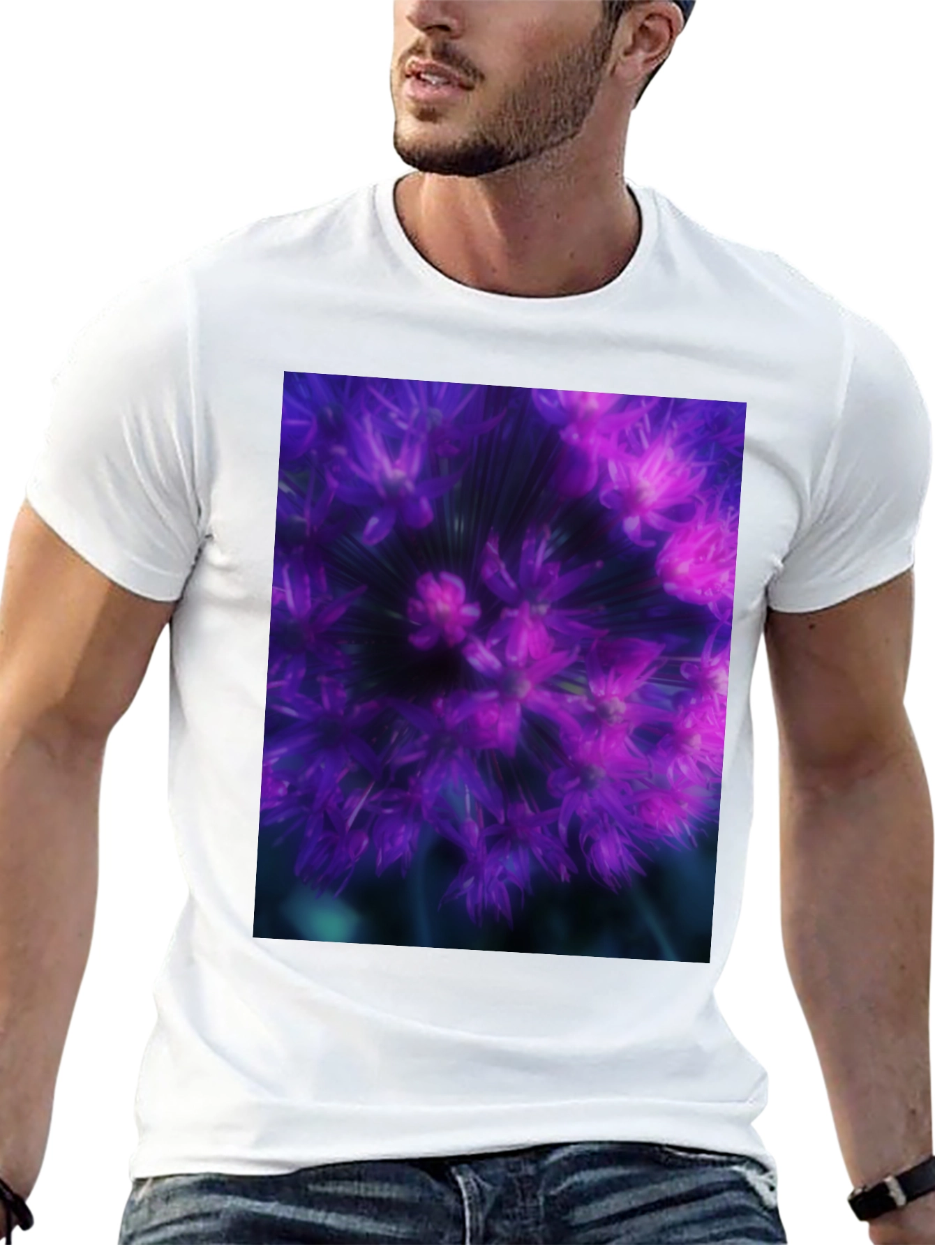 Allium Flower Graphic Black T-Shirt