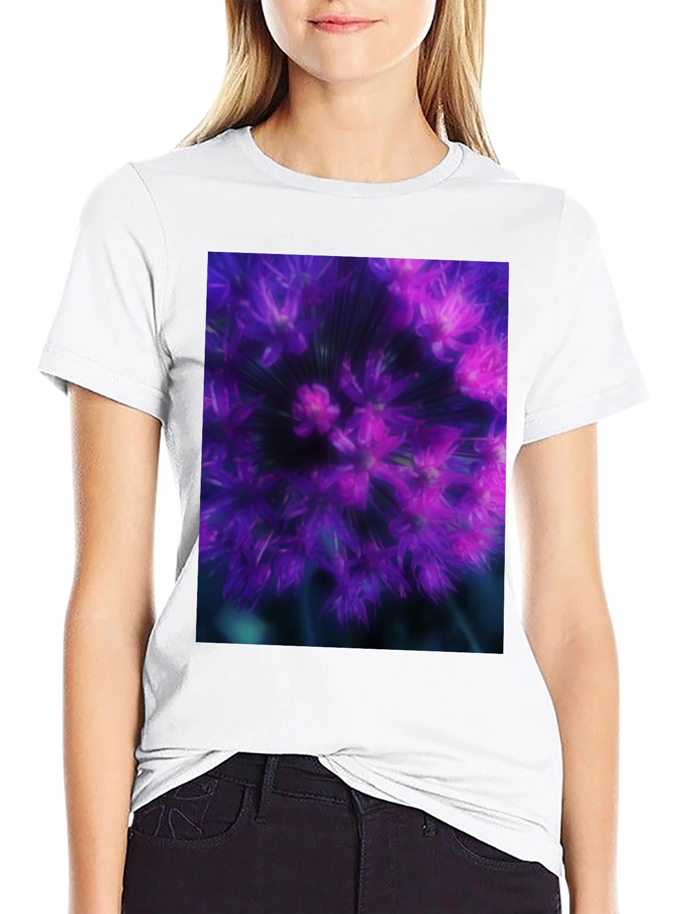 Allium Flower Graphic Black T-Shirt