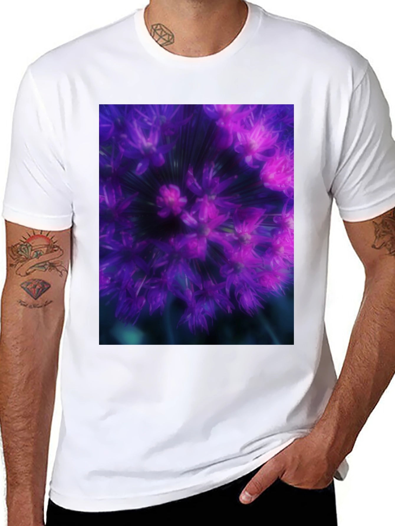 Allium Flower Graphic Black T-Shirt