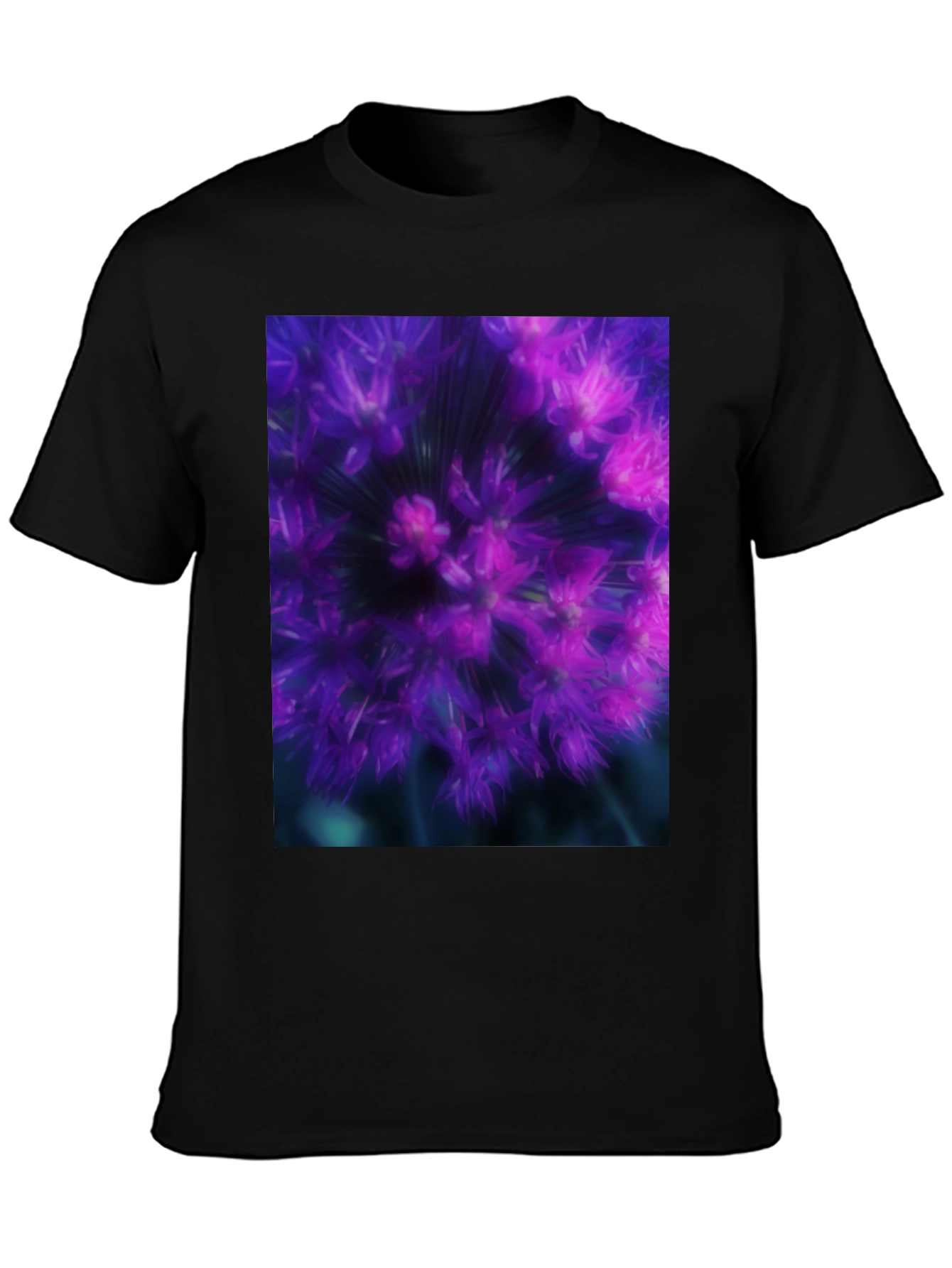 Allium Flower Graphic Black T-Shirt