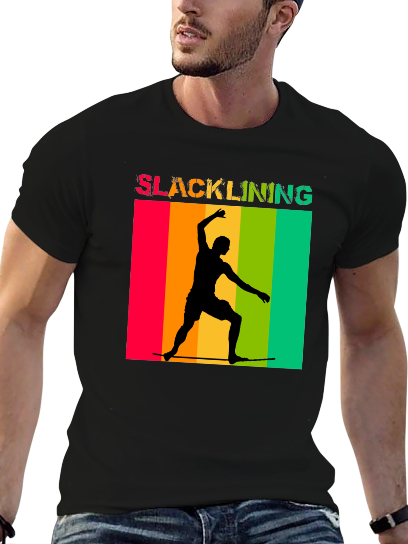 Slacklining T-Shirt Retro Design