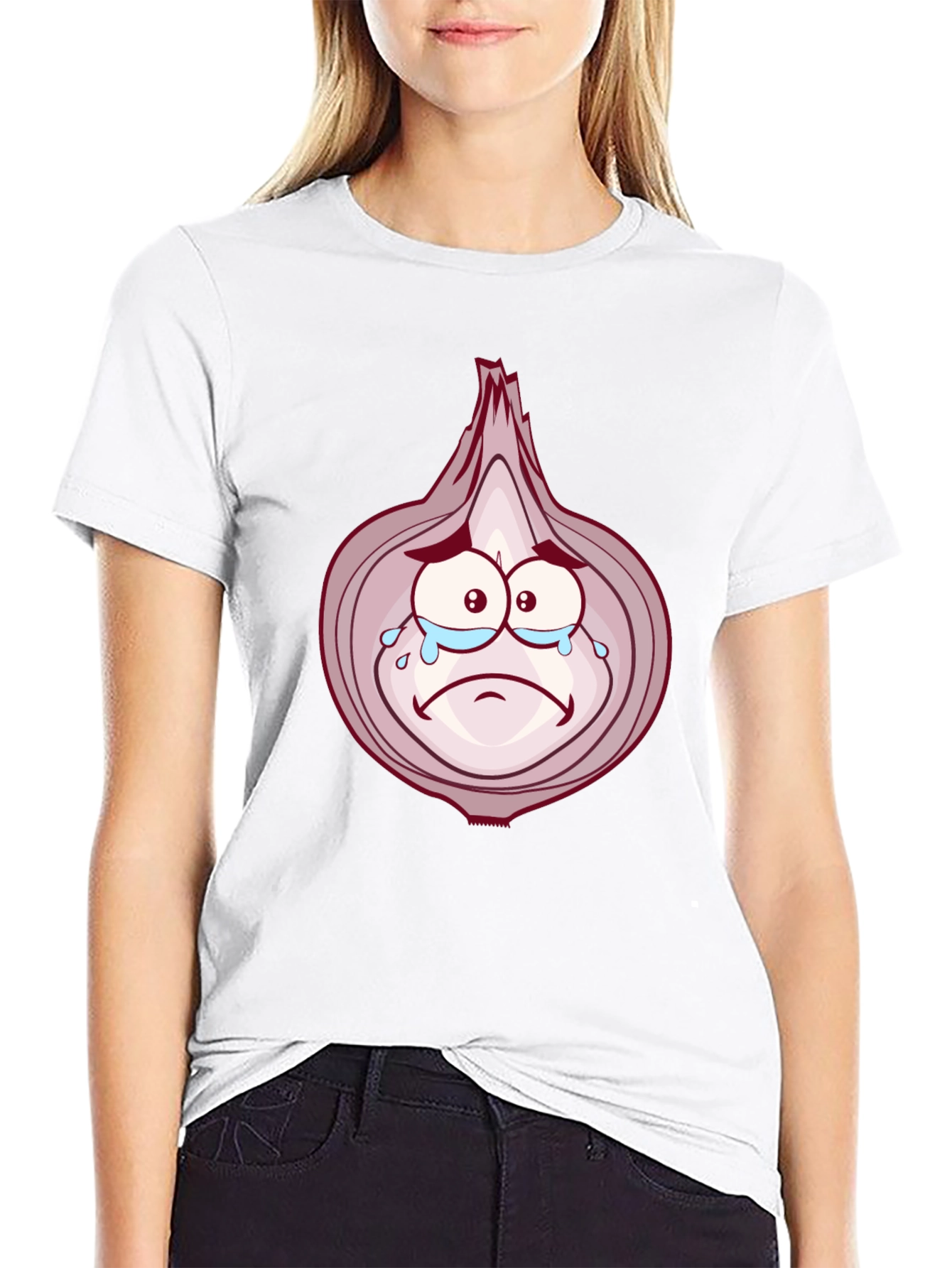 Sad Onion Cartoon Graphic T-Shirt