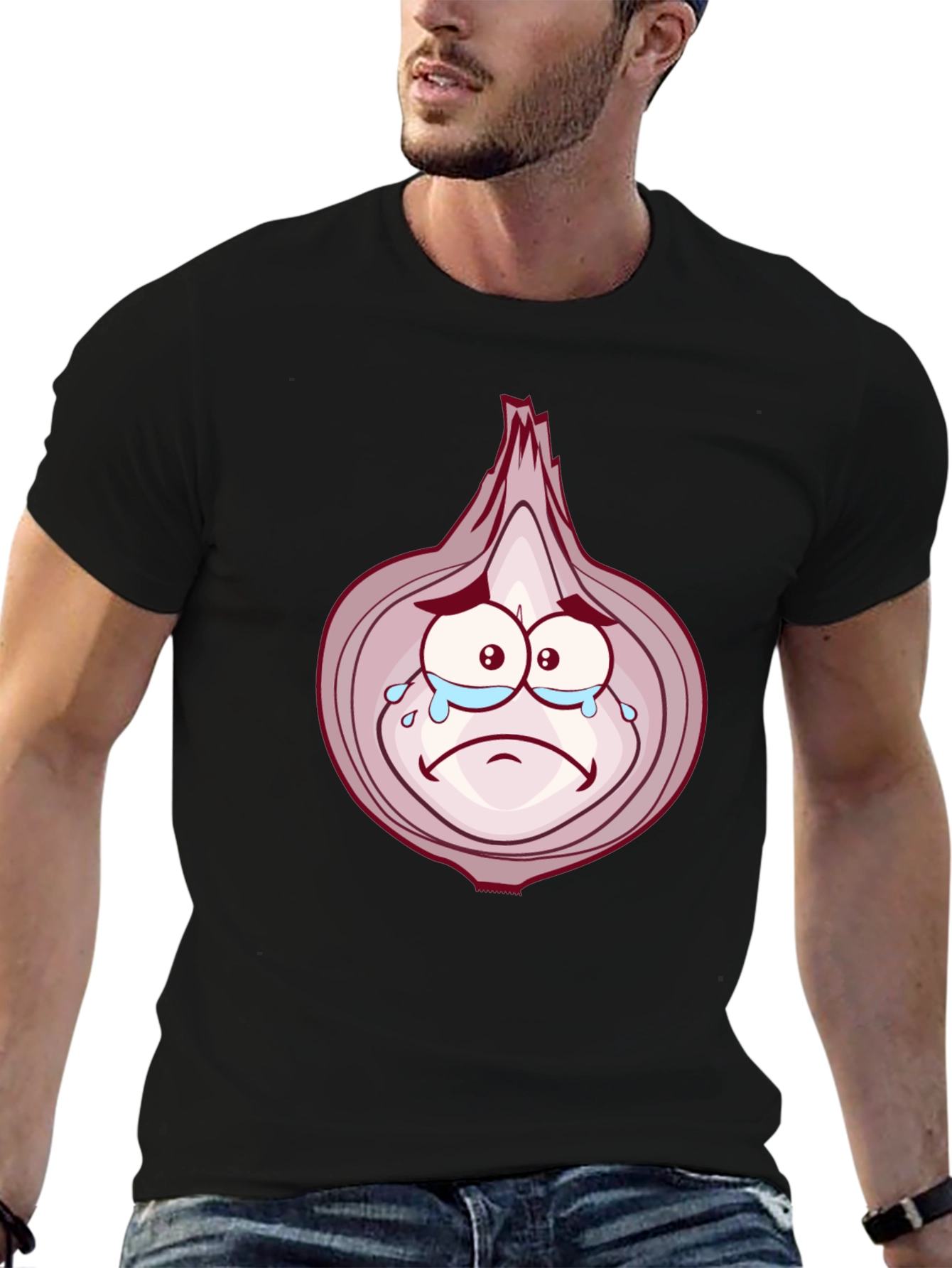 Sad Onion Cartoon Graphic T-Shirt