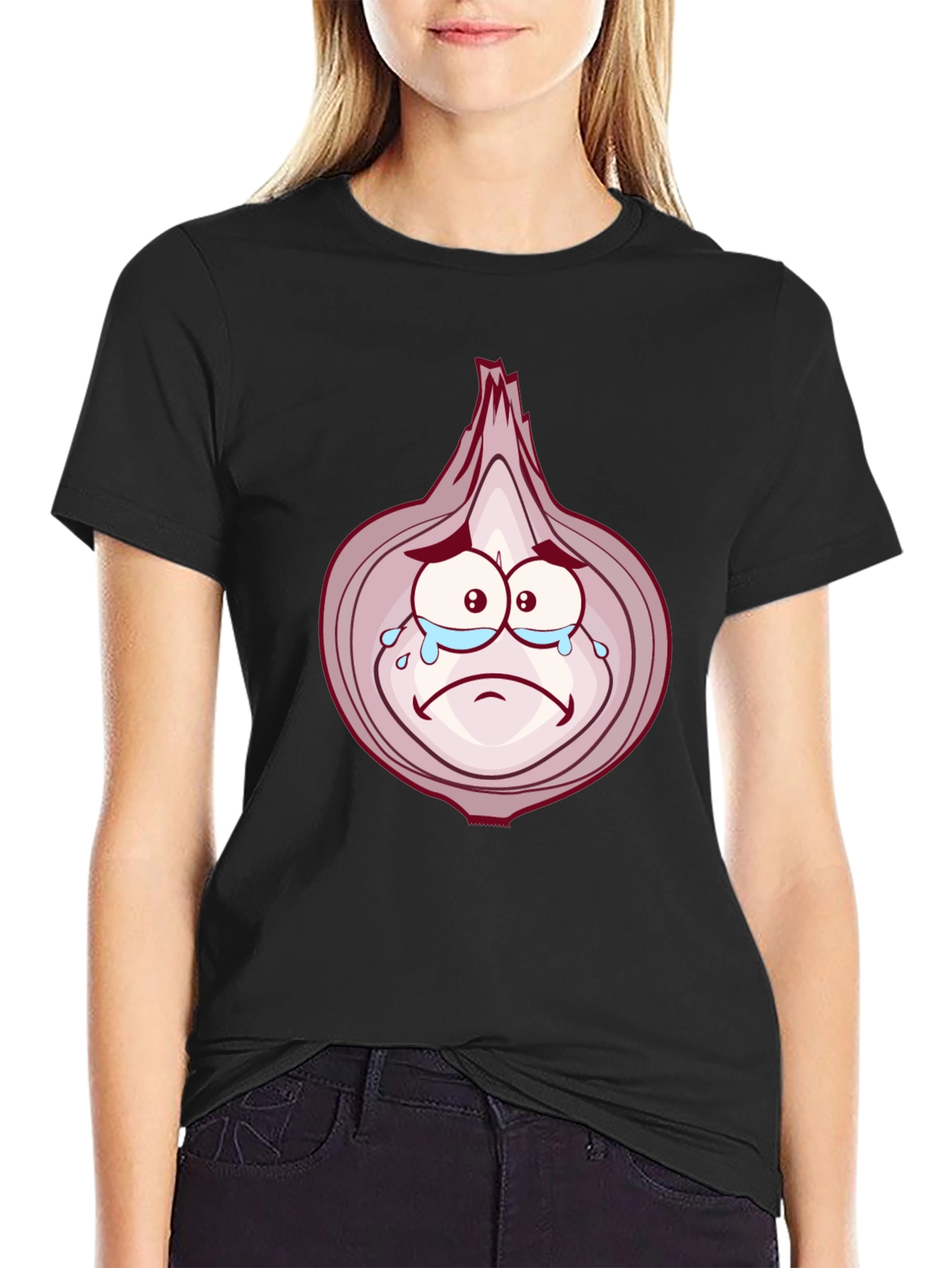 Sad Onion Cartoon Graphic T-Shirt