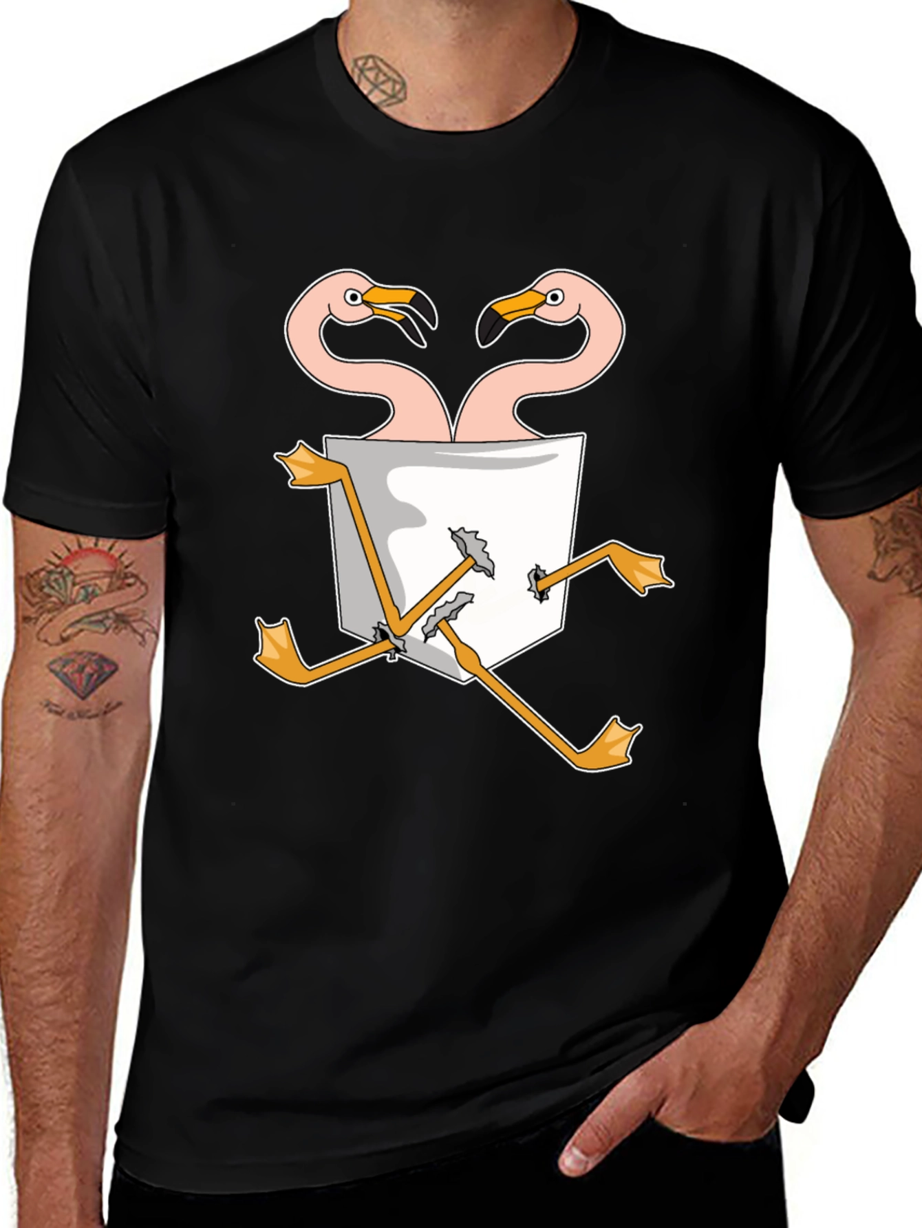 Flamingo Pocket Graphic Tee - Fun & Unique!