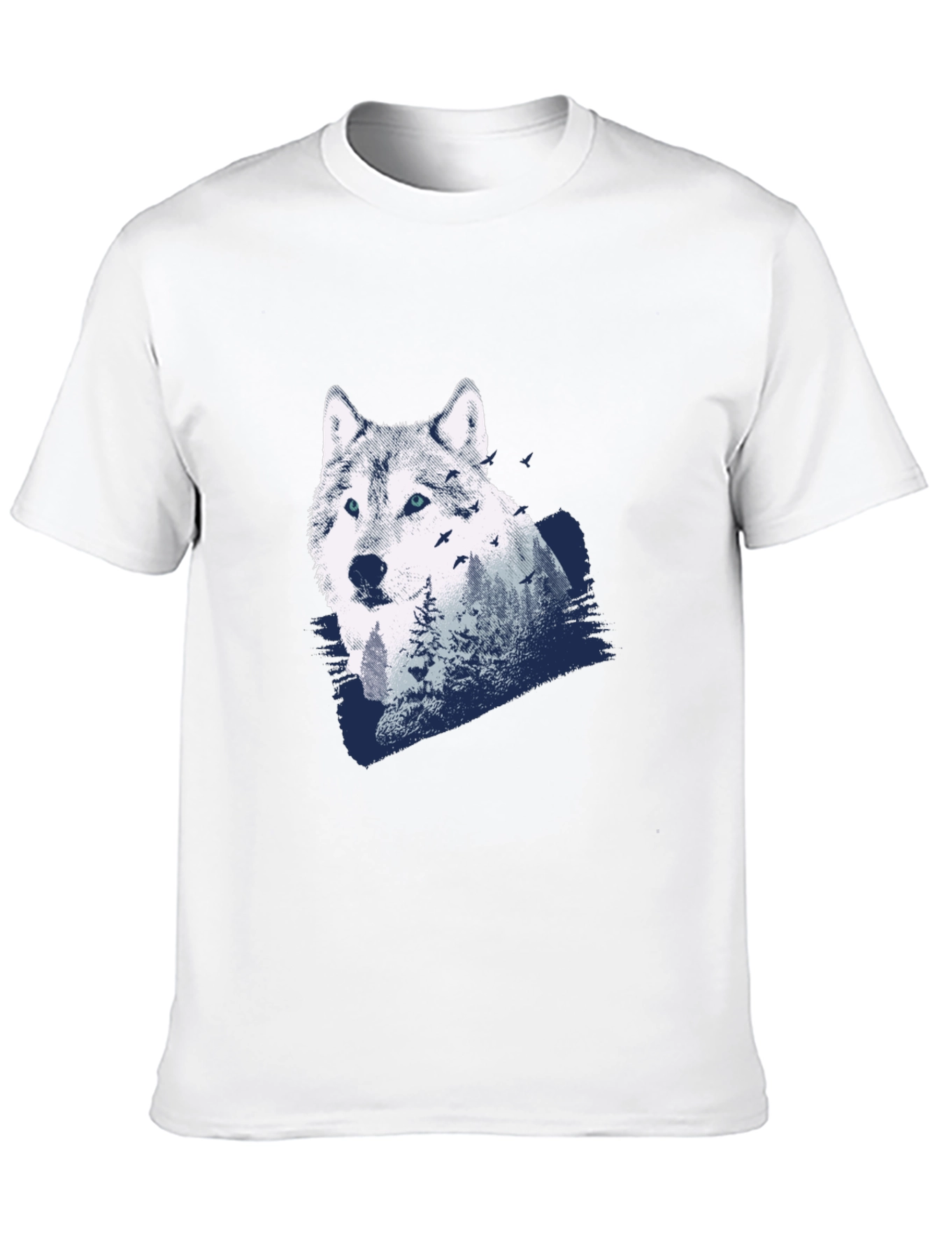 Wolf Nature Scene Graphic Tee - Black