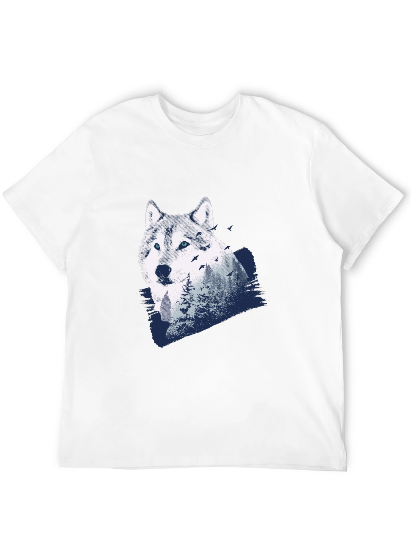 Wolf Nature Scene Graphic Tee - Black