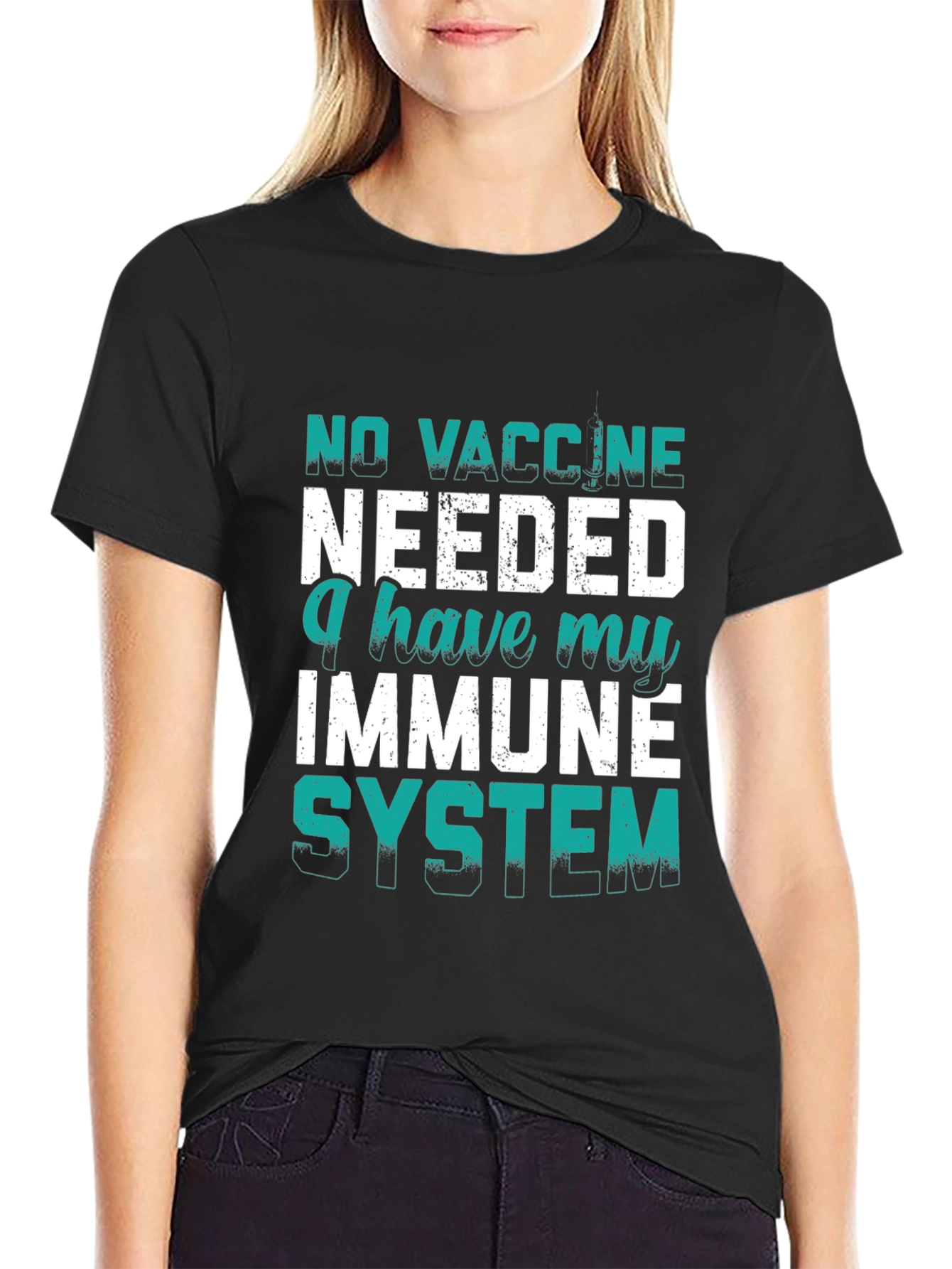No Vaccine Needed Immune System Black T-Shirt