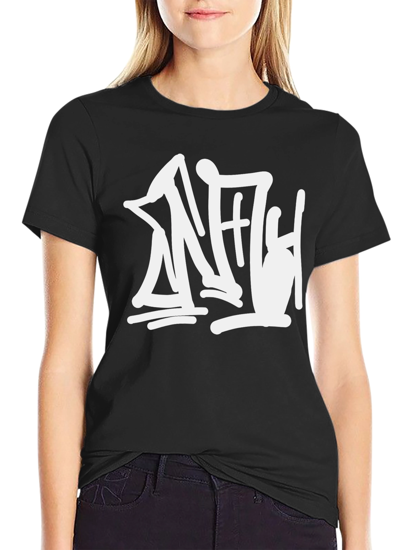 Black T-Shirt with White Graphic