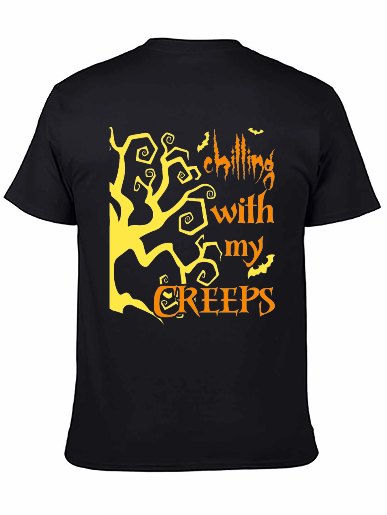 Halloween Chilling With My Creeps Black Graphic T-Shirt