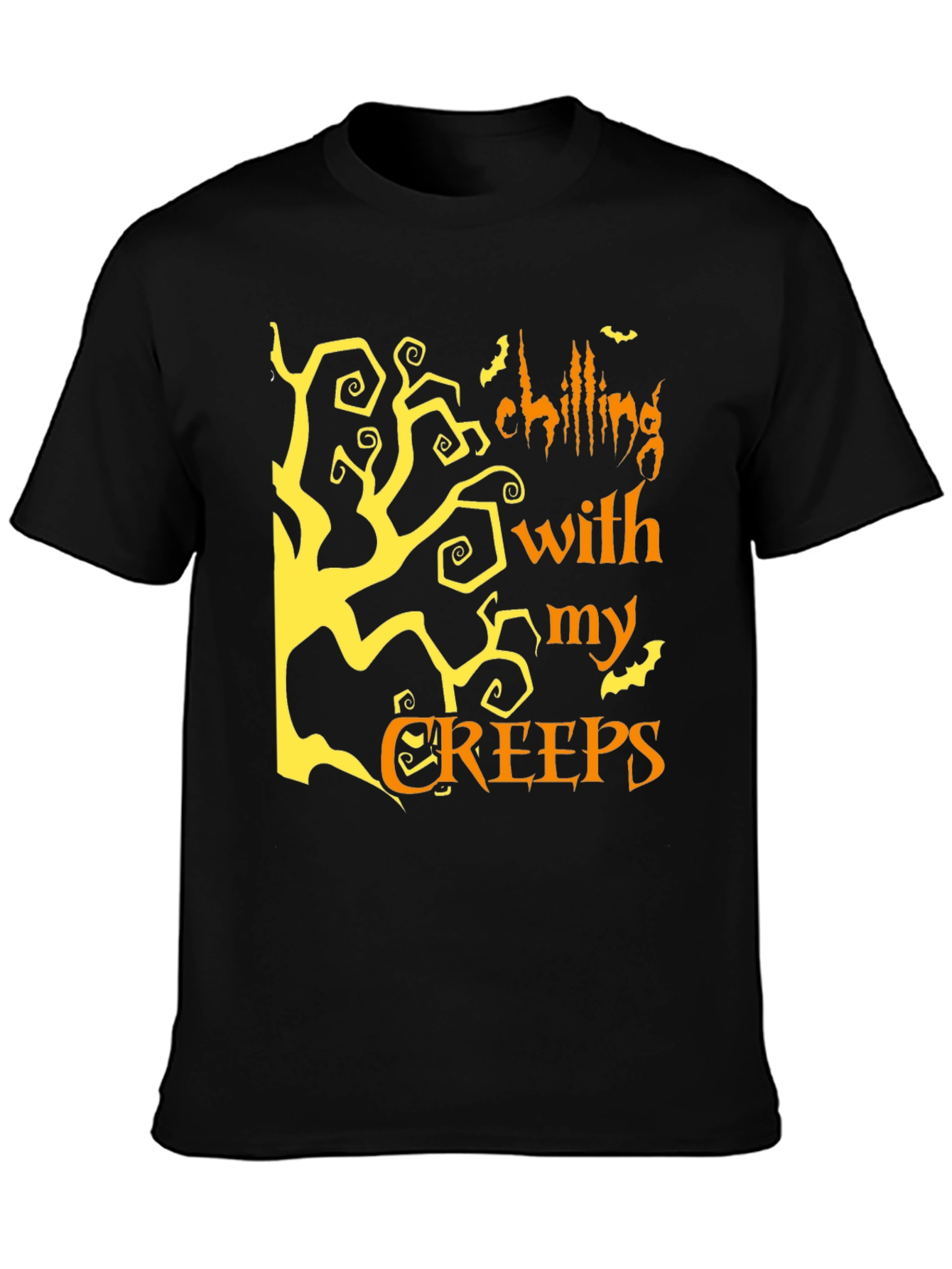 Halloween Chilling With My Creeps Black Graphic T-Shirt