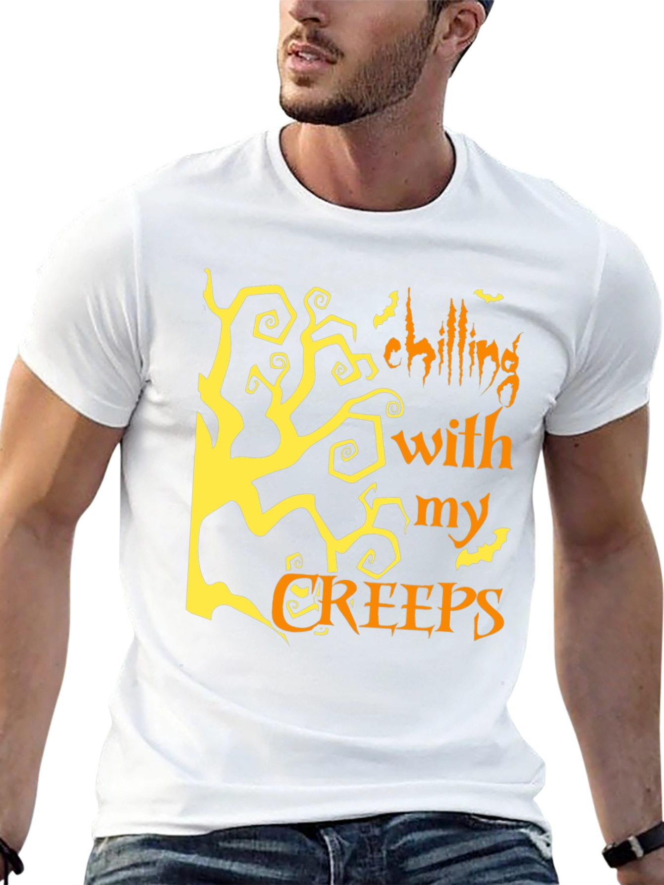 Halloween Chilling With My Creeps Black Graphic T-Shirt