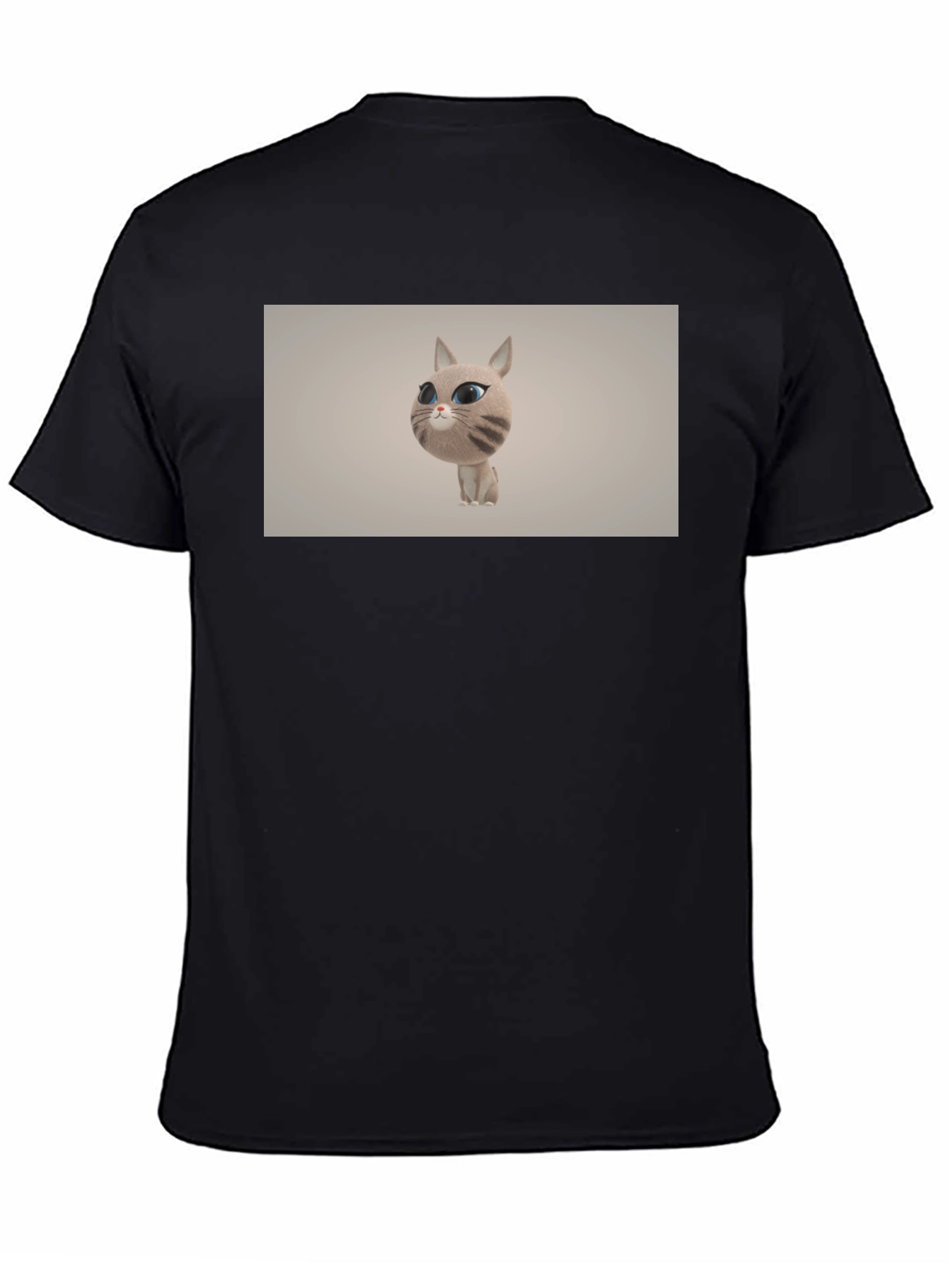 Cute Cat Cartoon Graphic Black T-Shirt