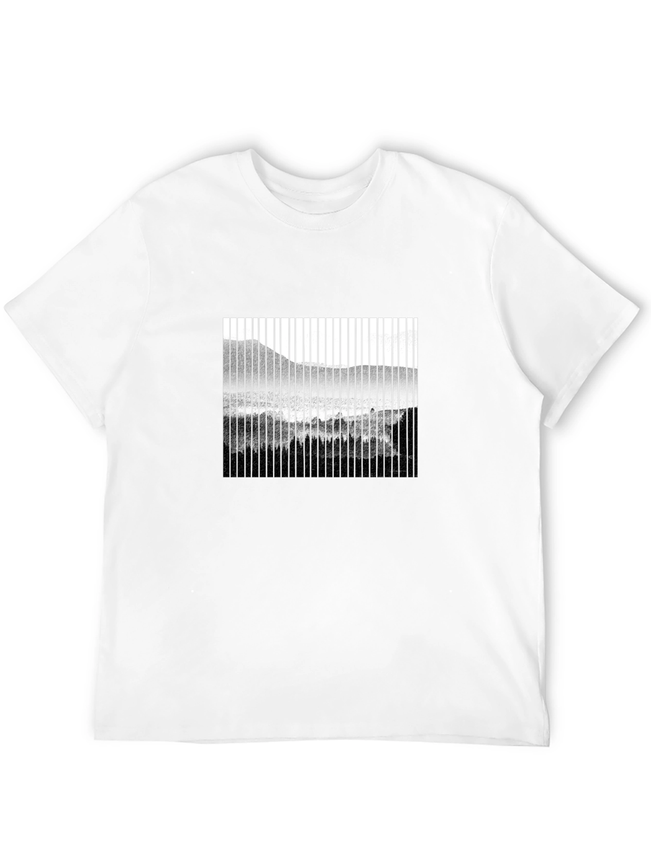 Abstract Mountain Scene Mens Black T-Shirt