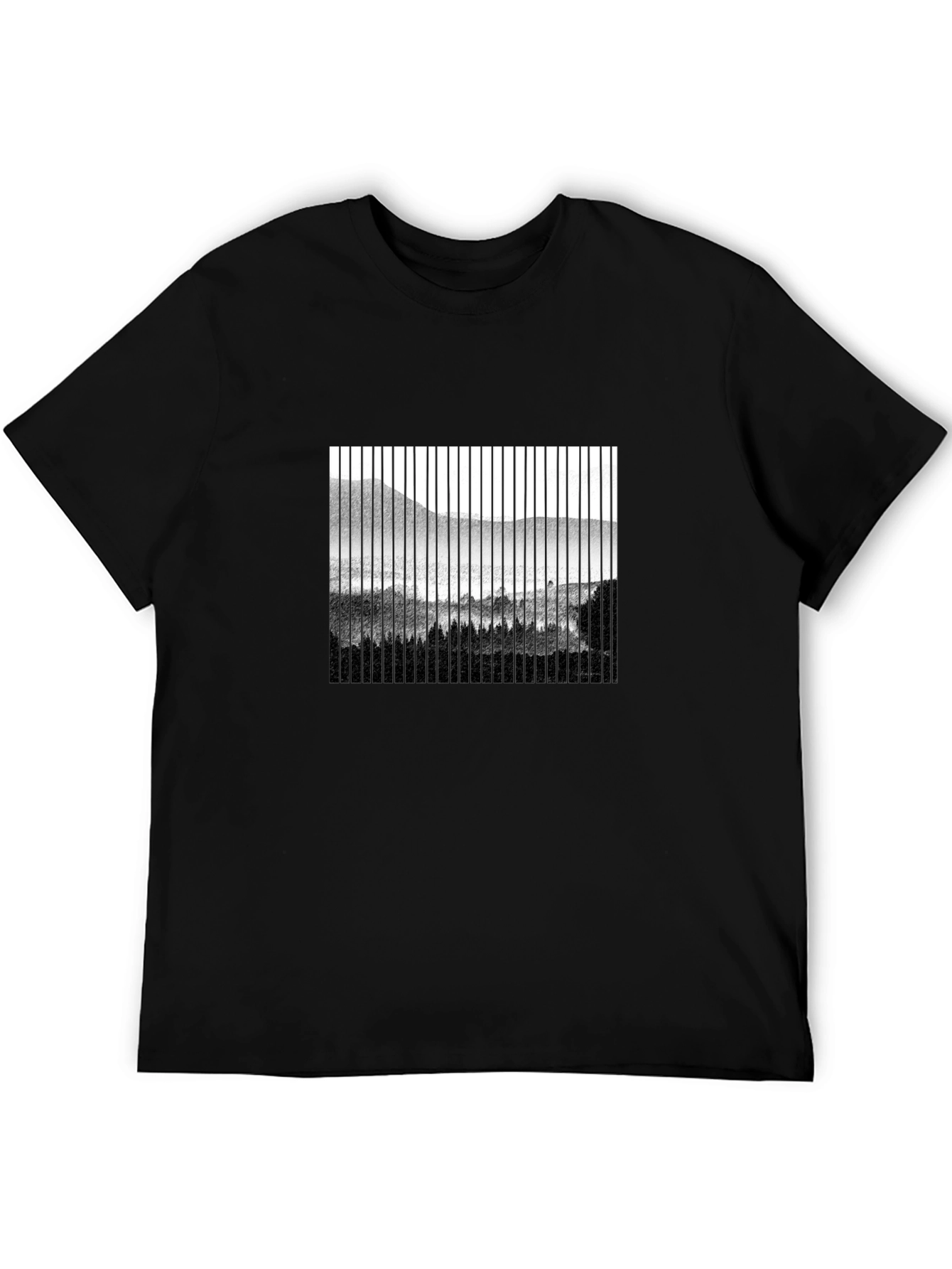 Abstract Mountain Scene Mens Black T-Shirt