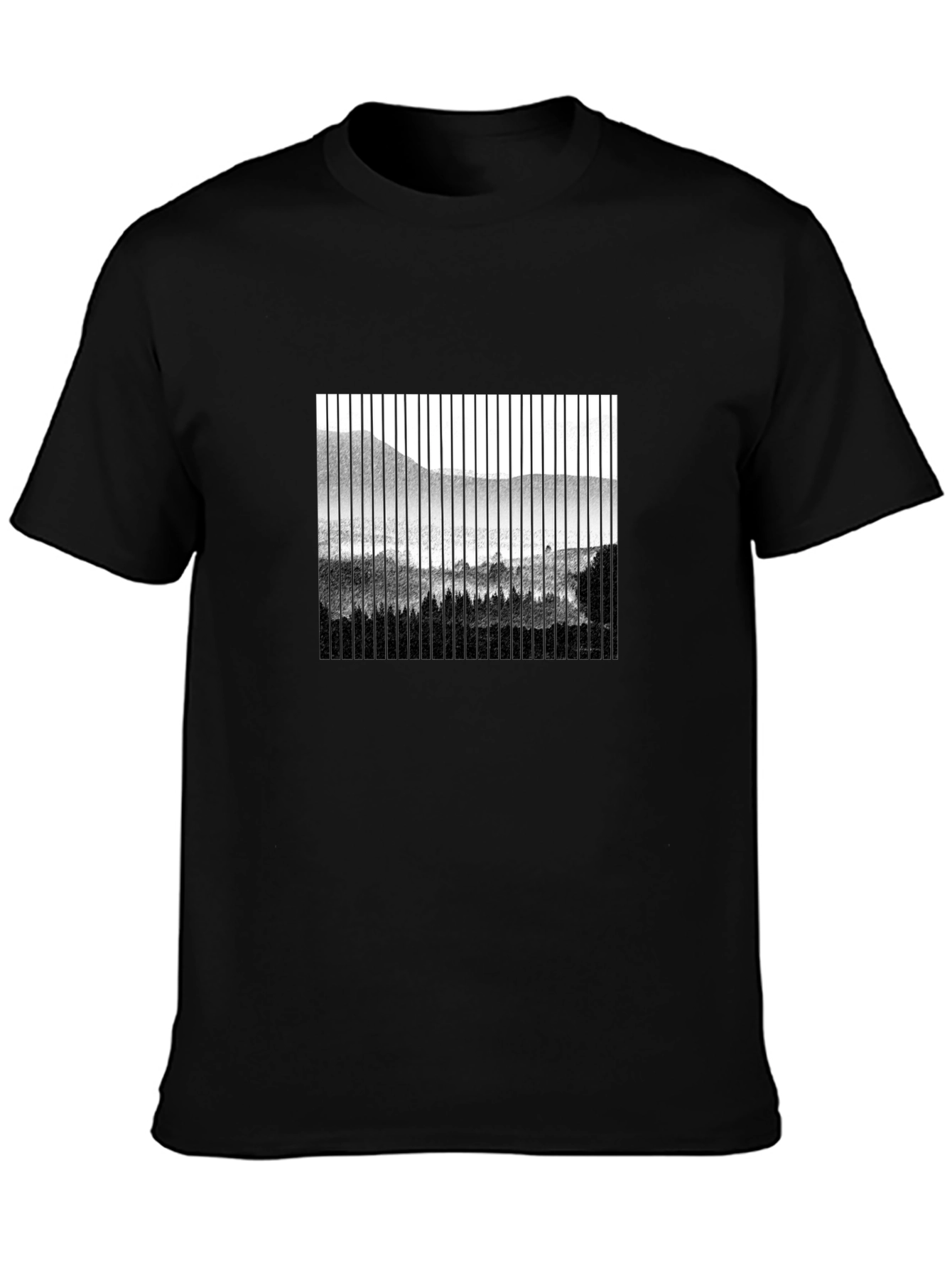 Abstract Mountain Scene Mens Black T-Shirt