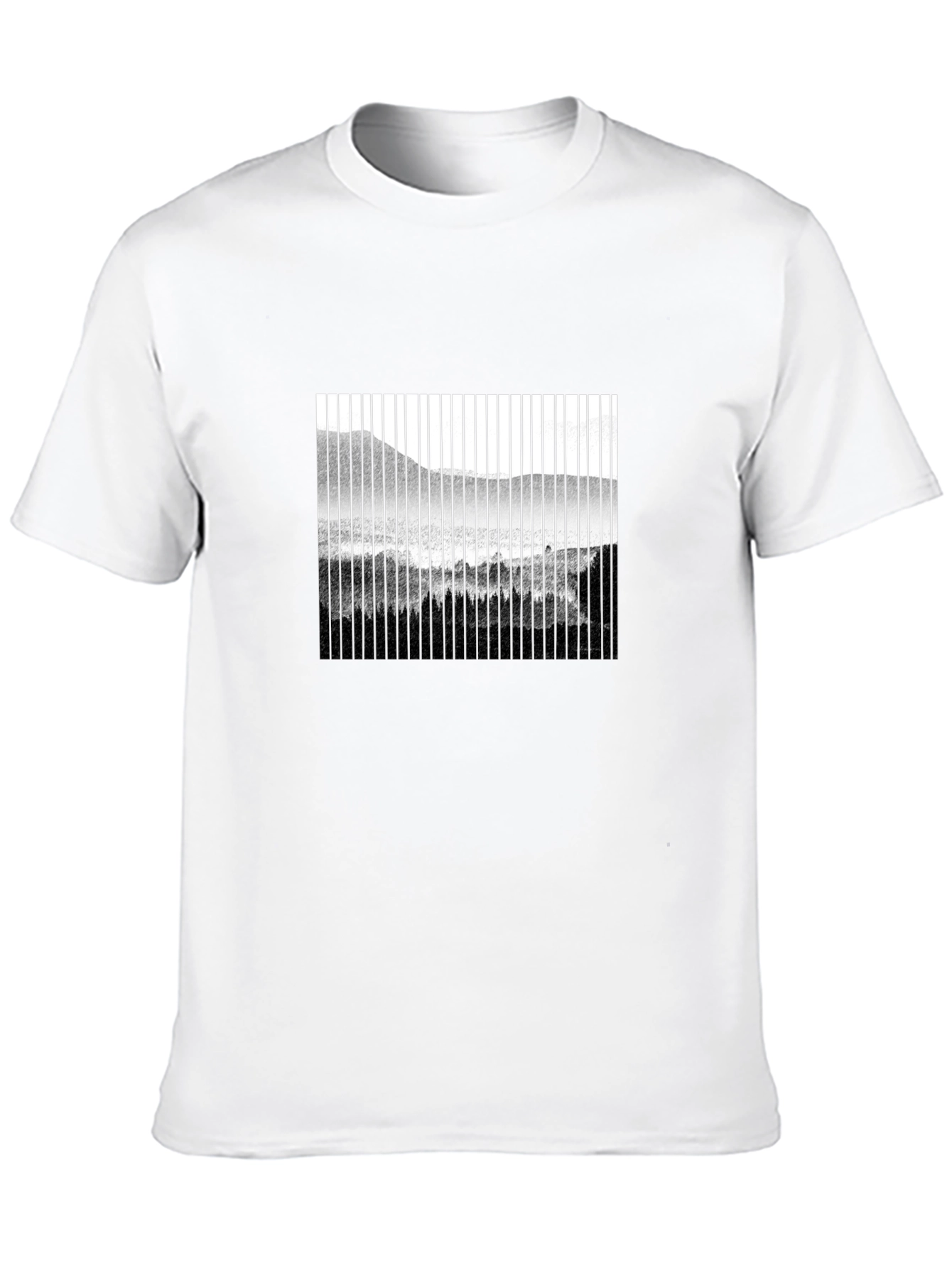 Abstract Mountain Scene Mens Black T-Shirt