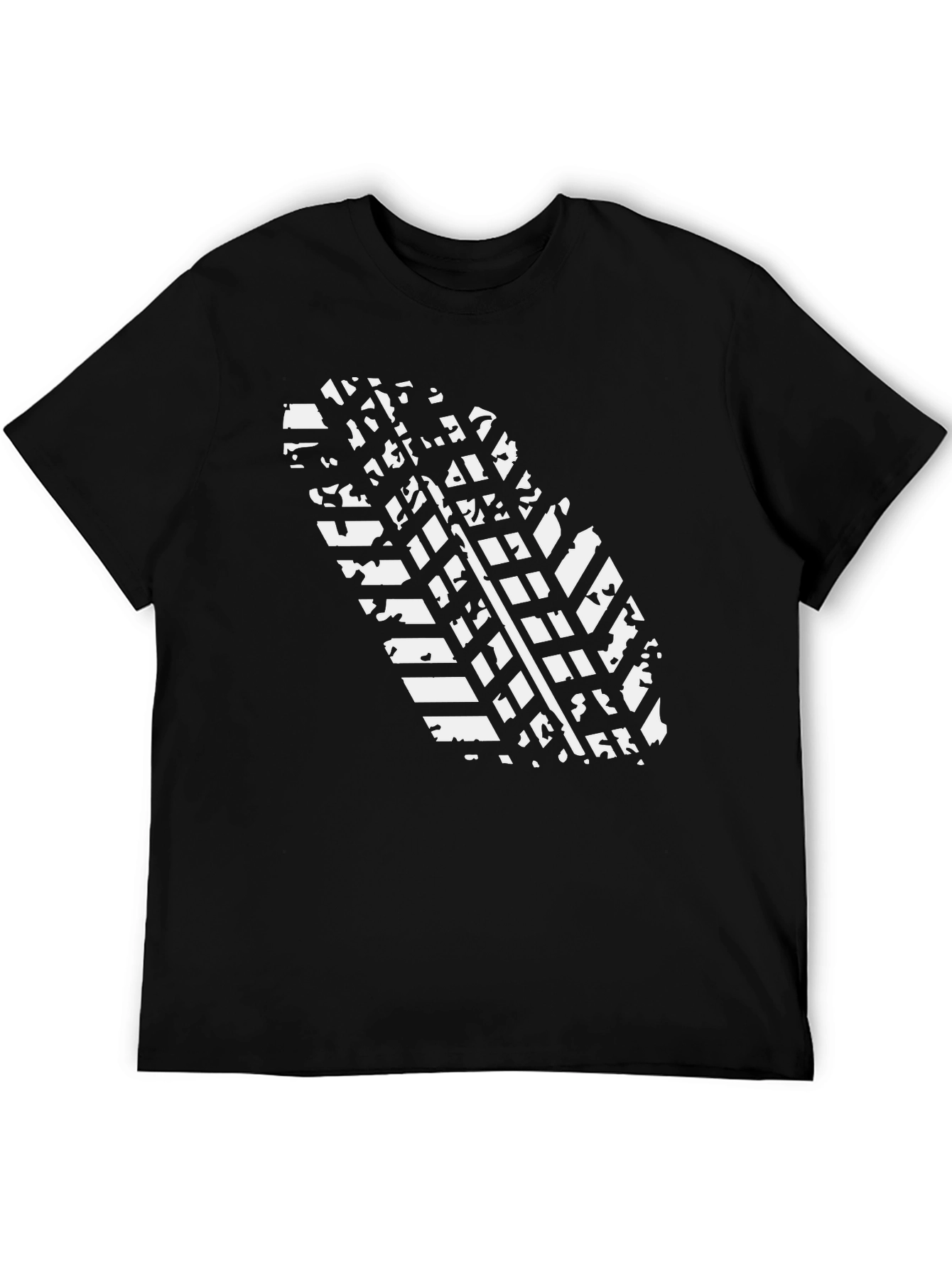 Tire Tread Graphic Tee - Black Cotton Casual Wear