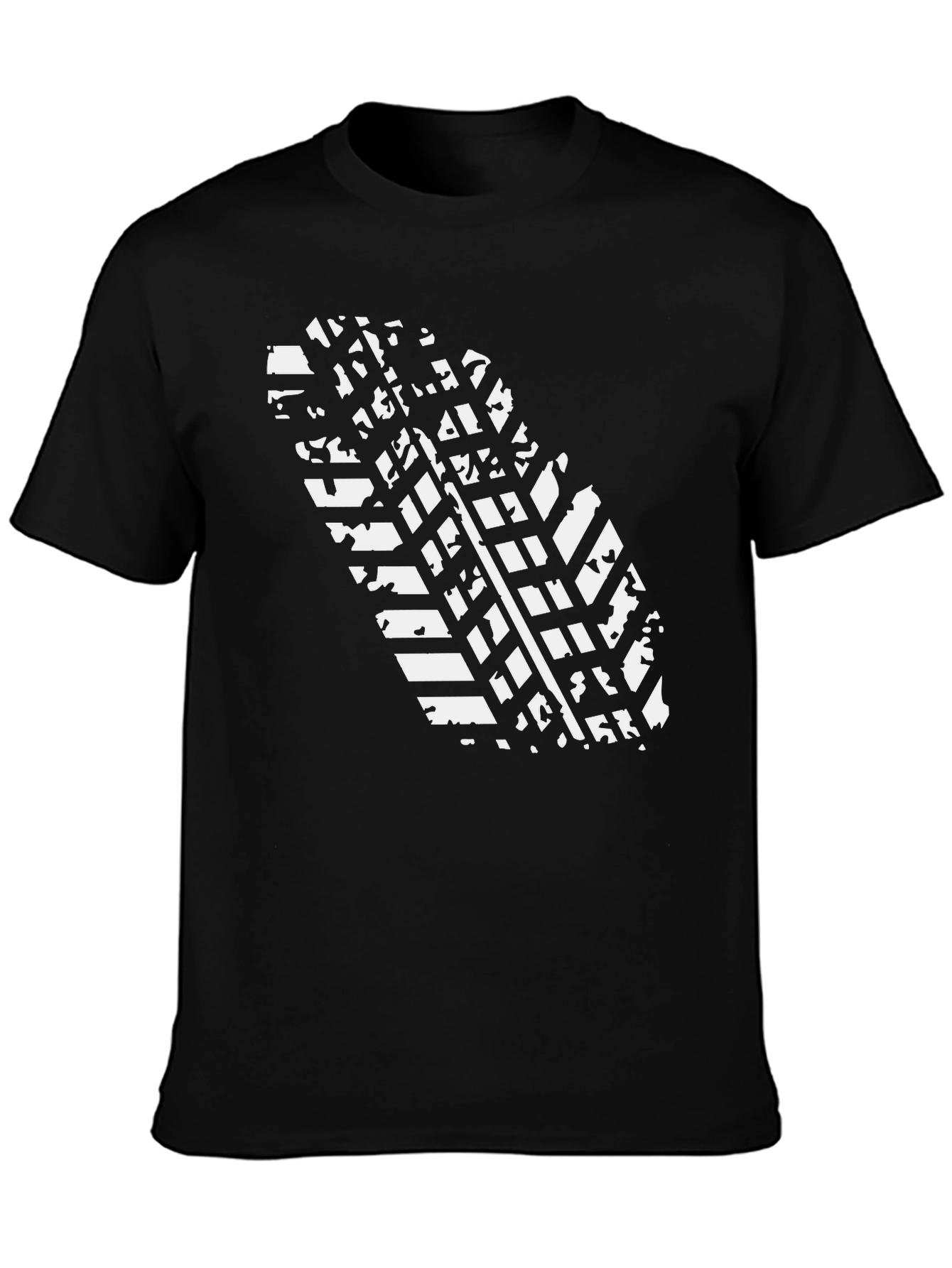 Tire Tread Graphic Tee - Black Cotton Casual Wear