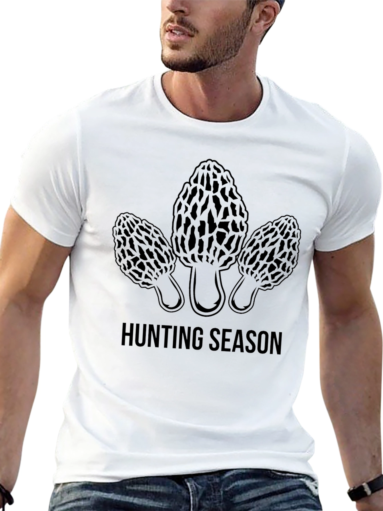 Morel Mushroom Hunting Season Black T-Shirt